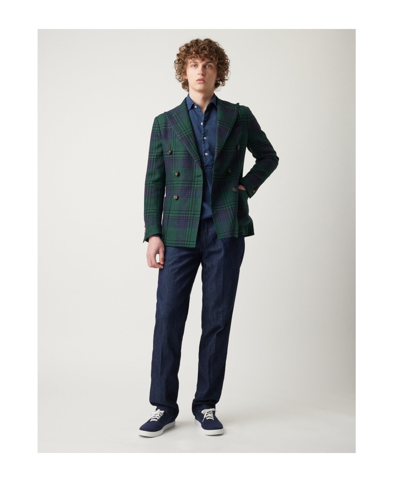 doppiaa Aaradeo Tartan Double-breasted Jacket