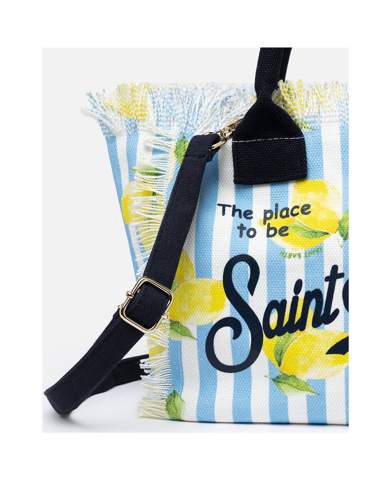 MC2 Saint Barth Striped Cotton Canvas Colette Handbag - SKY
