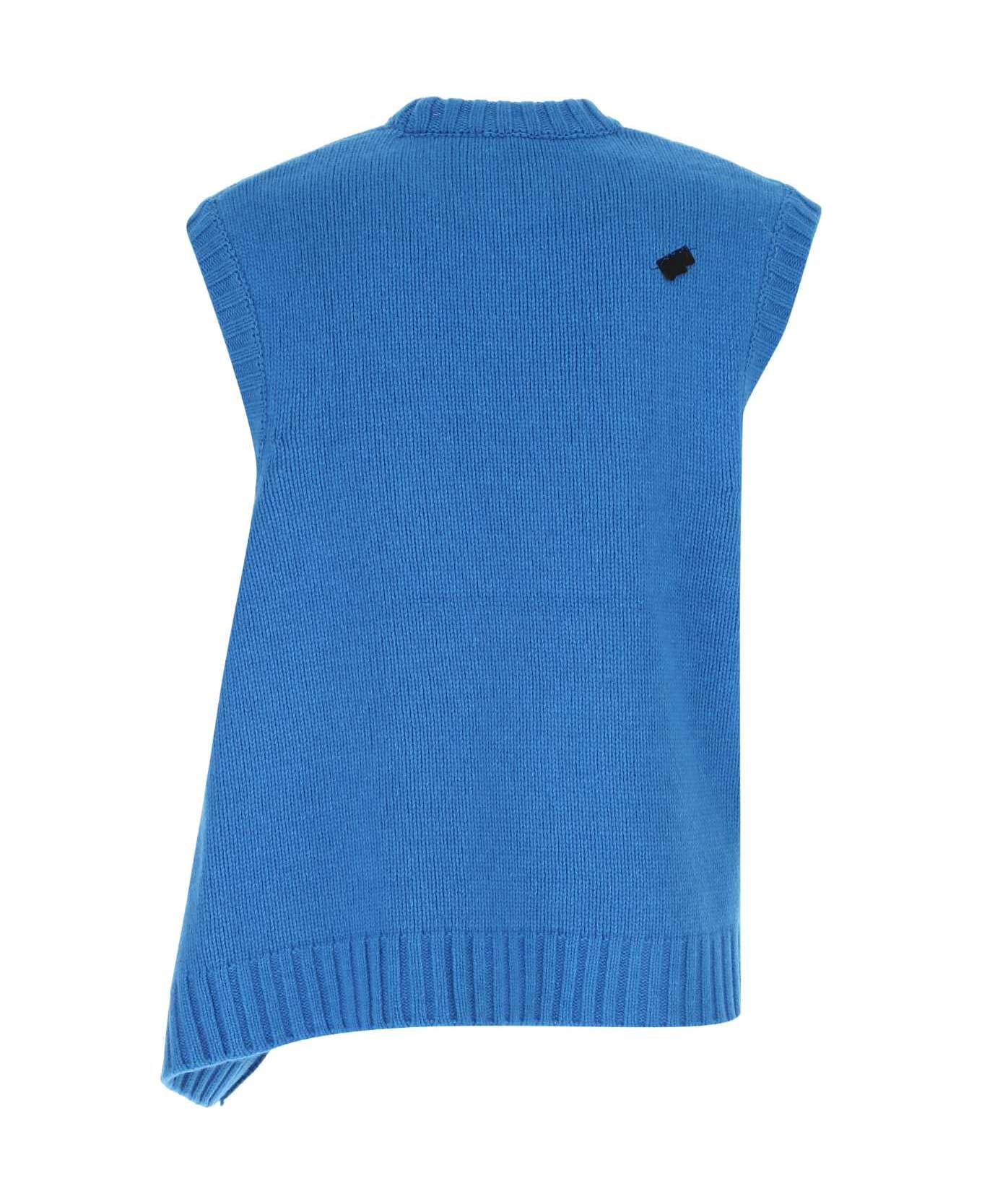 Ader Error Turquoise Wool Blend Oversize Vest - SKYBLU