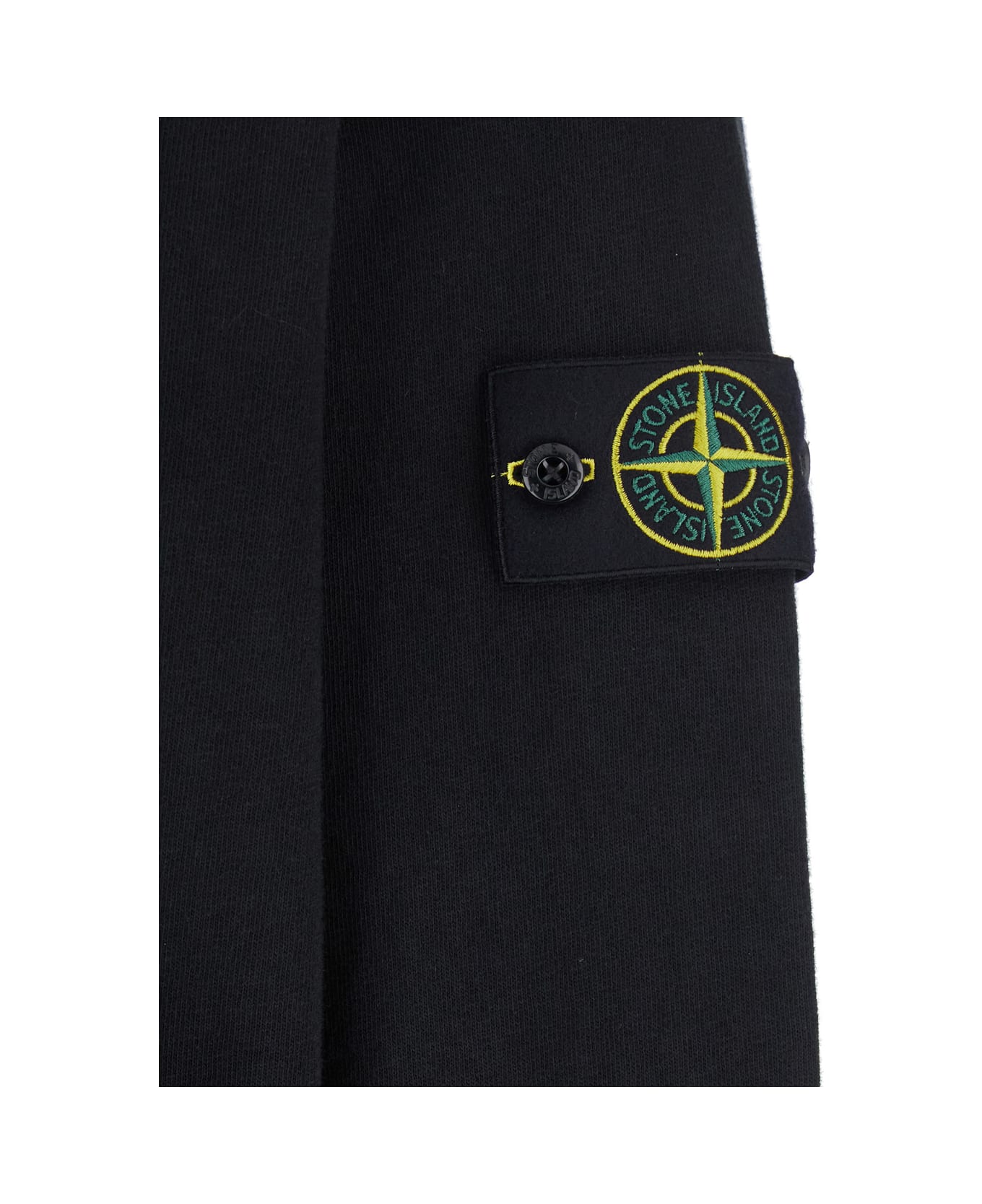 Stone Island Black Sweatshirt With Removable Compass Logo Applied On The Sleeve In Cotton Man - Black