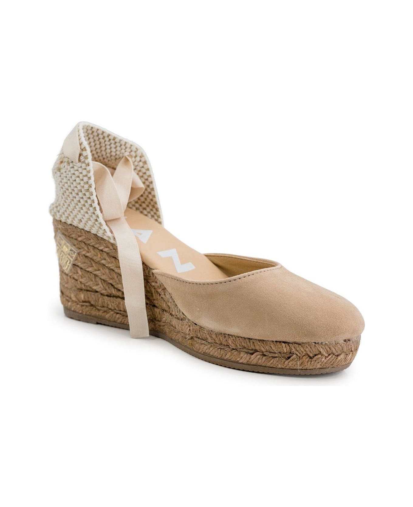 Manebi Hamptons Ankle Strap Wedge Espadrilles - Dove Grey