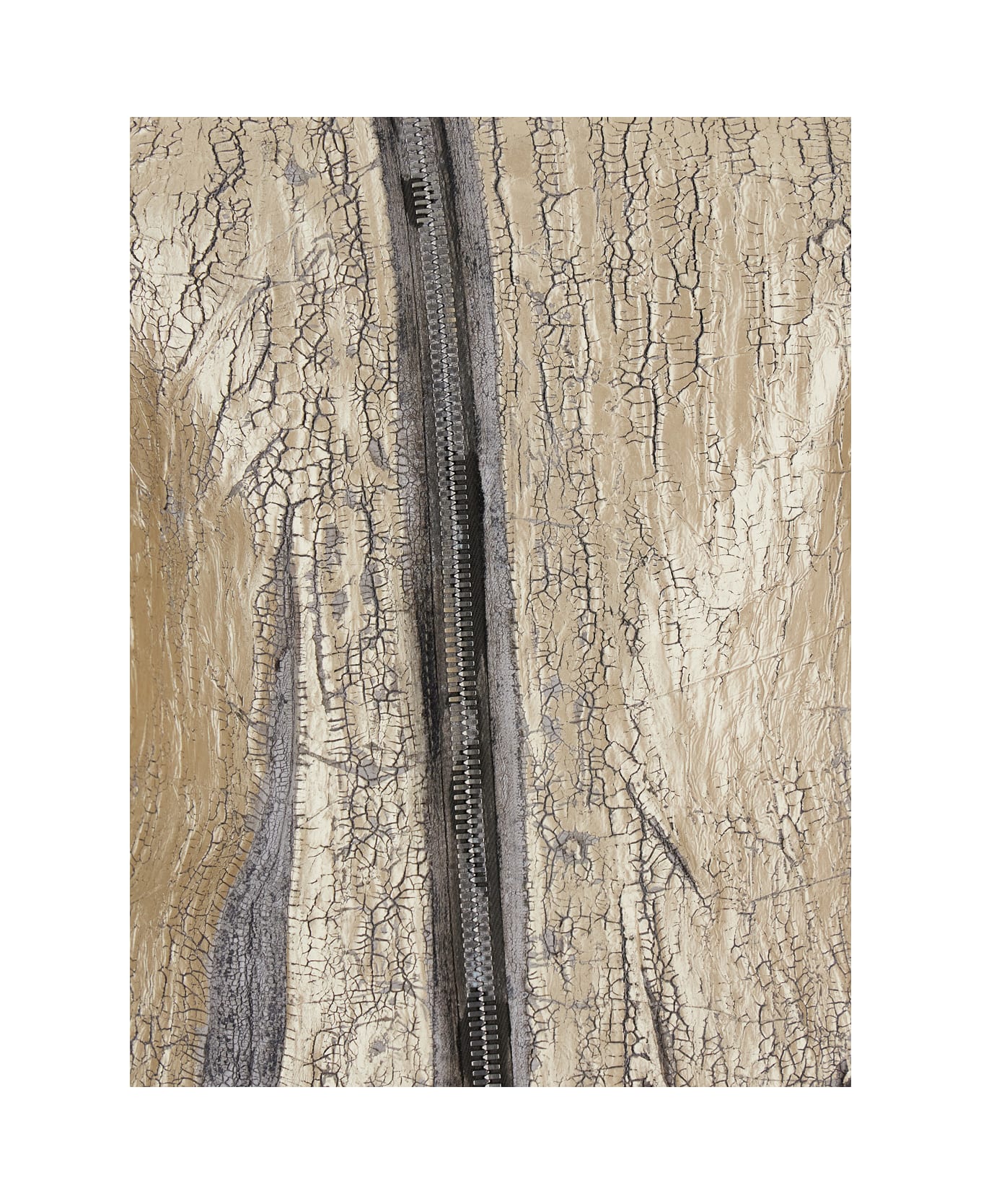 Rick Owens 'gary' Metallic Jacket With Asymmetric Zip Closure And Distressed Effect In Leather And Cotton Blend Woman - Metallic