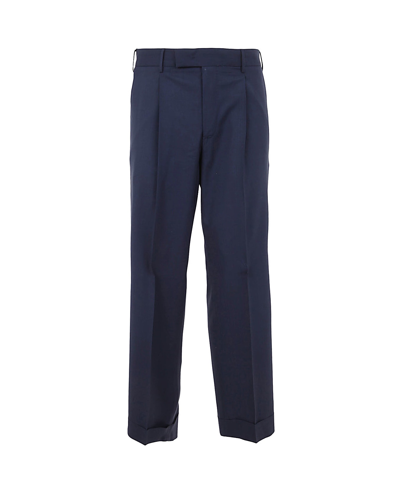 PT Torino Man Trousers With Lapel And Pences - Navy Blue ボトムス