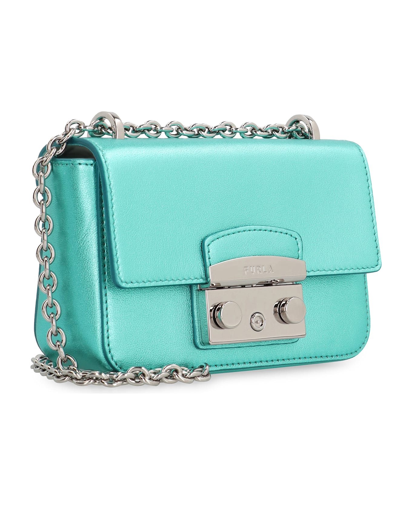 Furla Metropolis Leather Mini Crossbody Bag - Light Blue