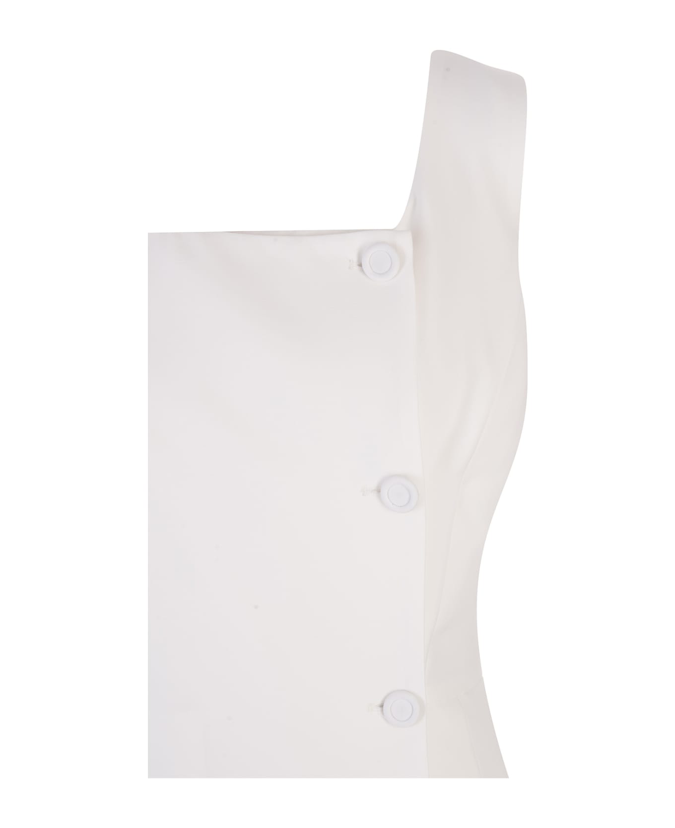 Ermanno Scervino White Sleeveless Midi Dress With Buttons - WHITE ワンピース＆ドレス