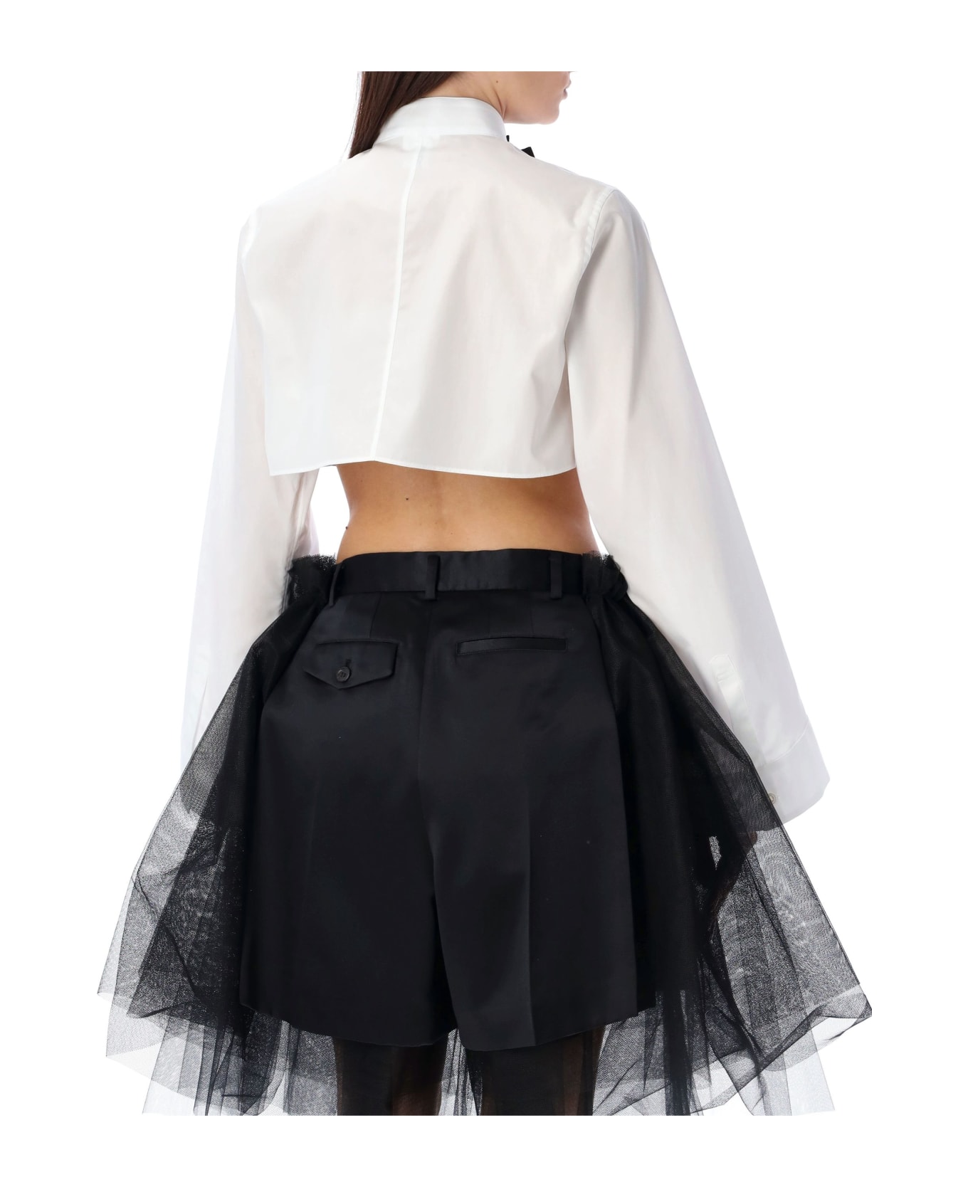 Noir Kei Ninomiya Cropped Shirt - WHITE BLACK