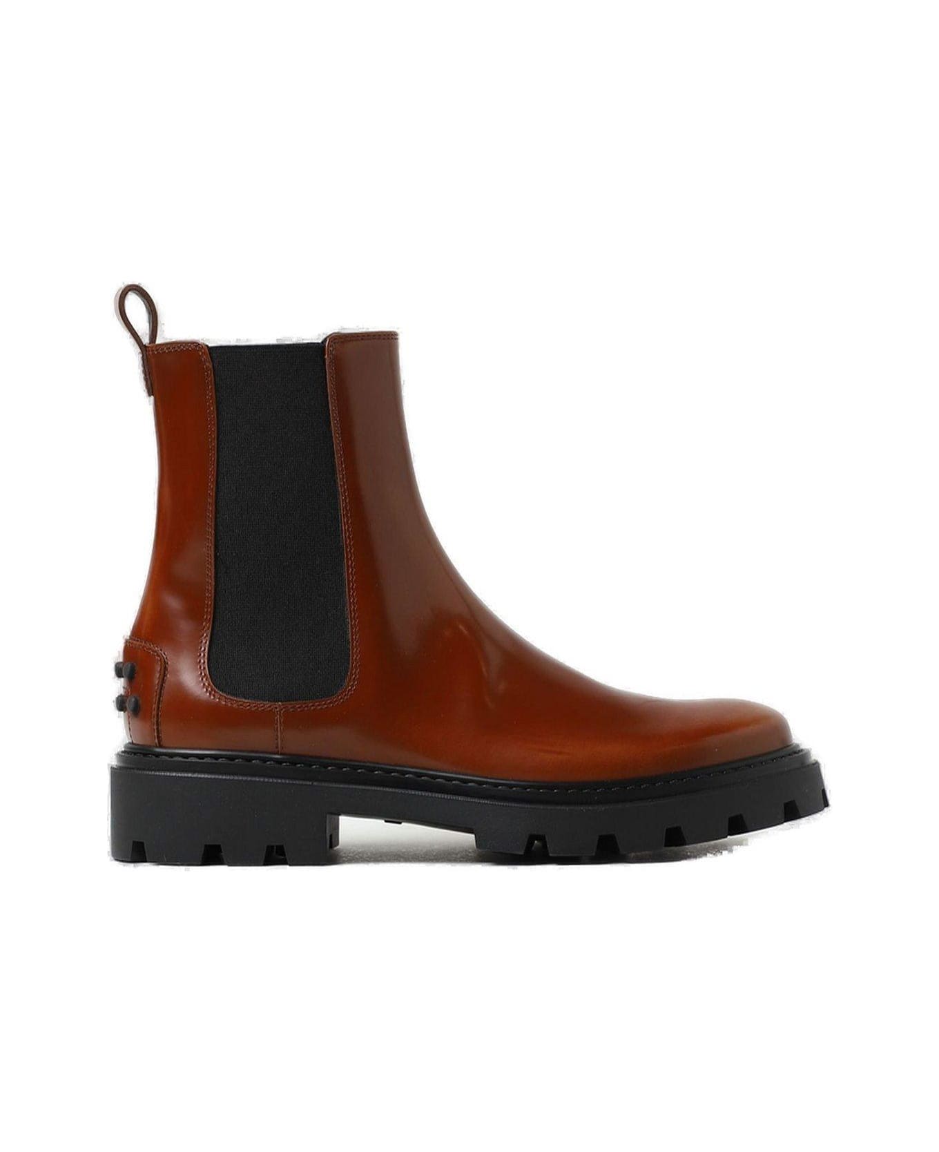 Tod's Studded Round Toe Chelsea Boots - Brown