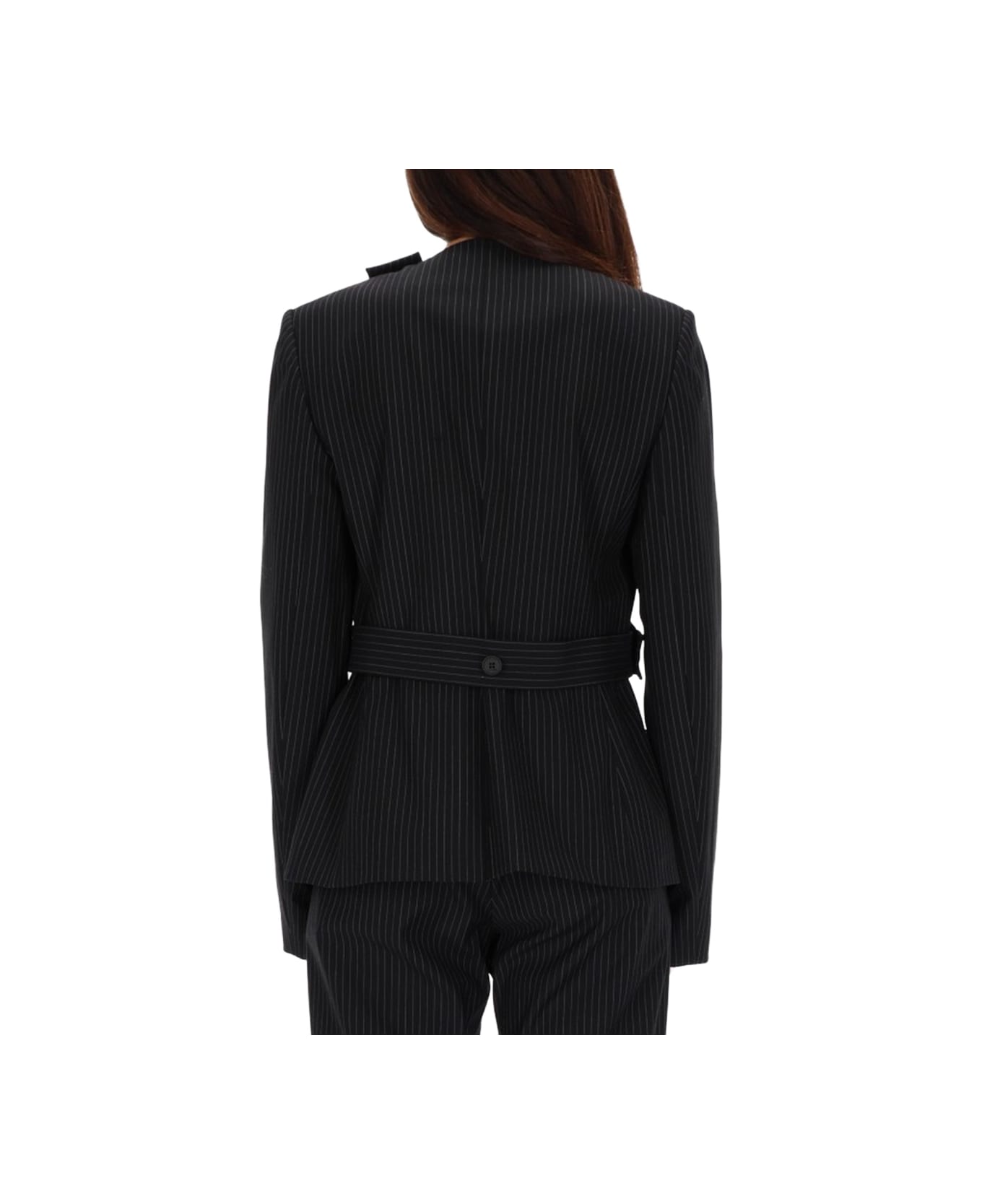 Courrèges "buckle Pinstripes" Jacket - BLACK