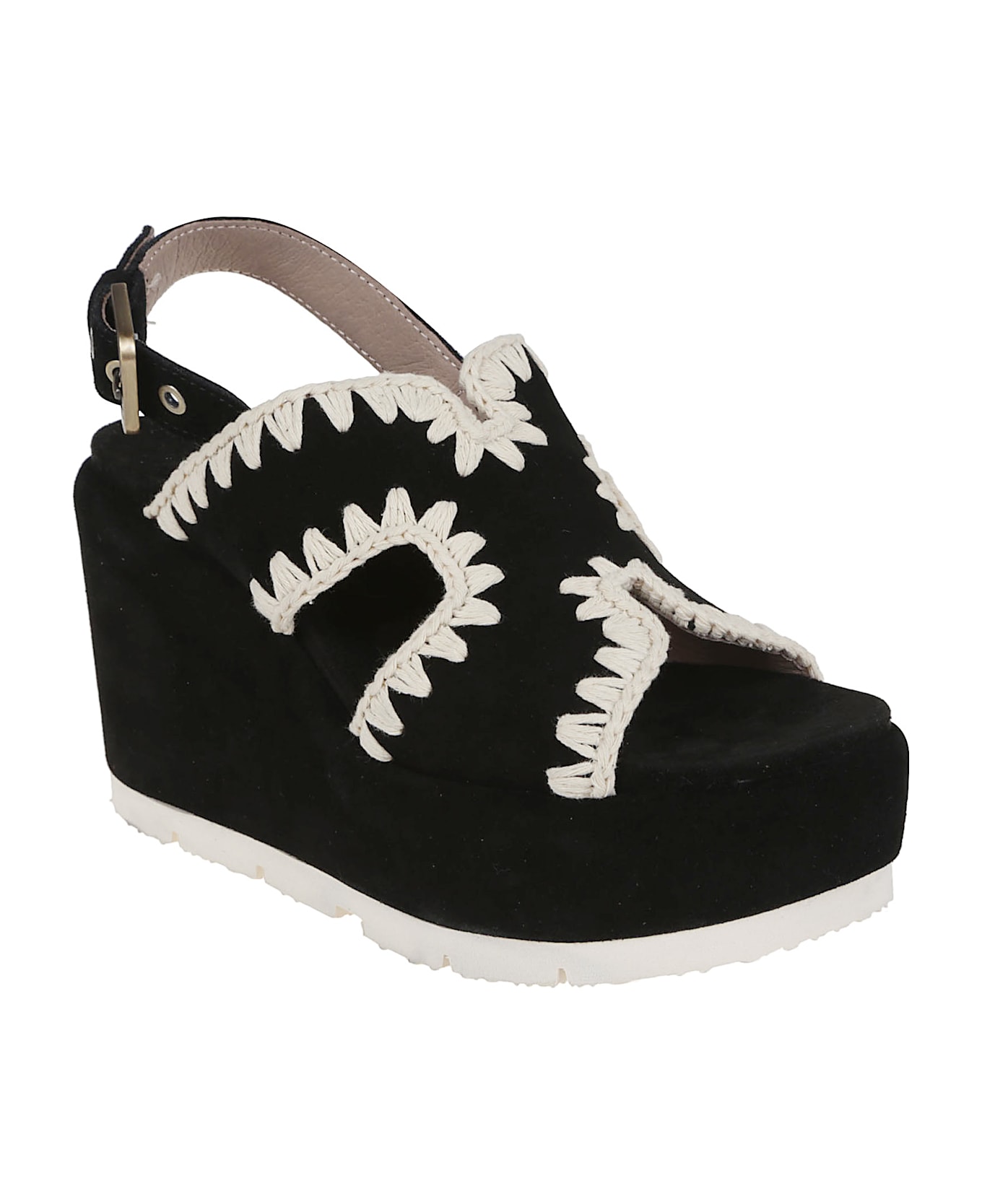 Mou Eva Wedge Back Strap - Bkwh Black White