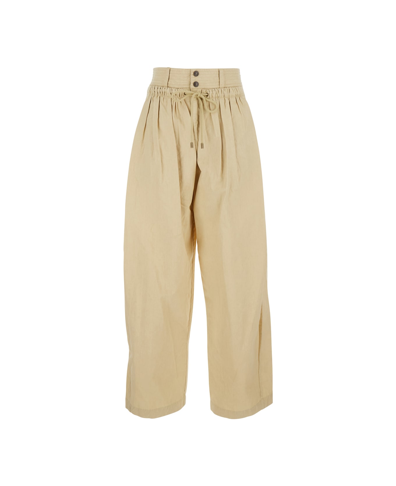 Isabel Marant 'inaya' Beige Pants With Elastic Waist And Drawstring In Cotton Woman - Beige