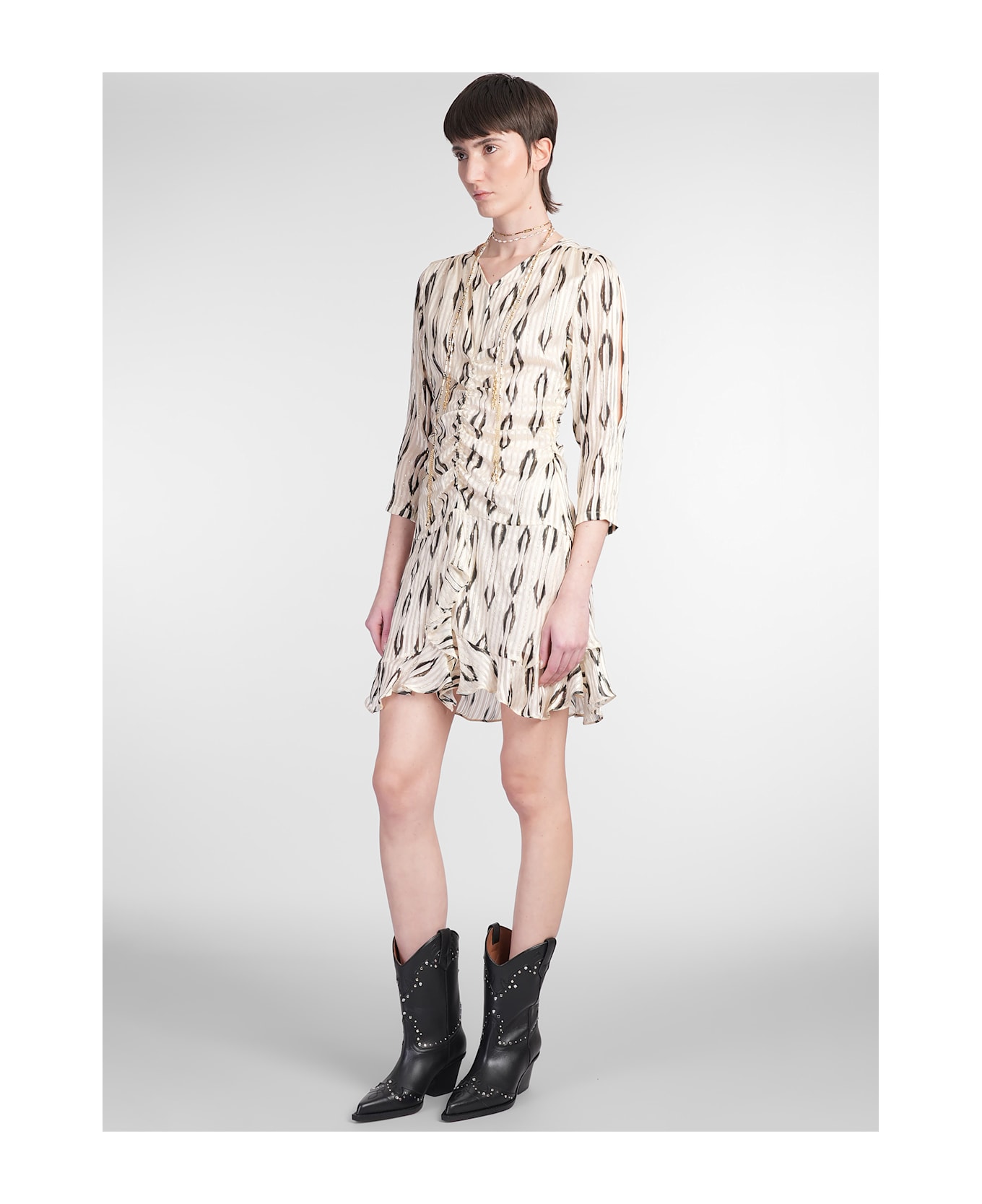 Isabel Marant Octavia Mini Dress In Beige Silk - beige