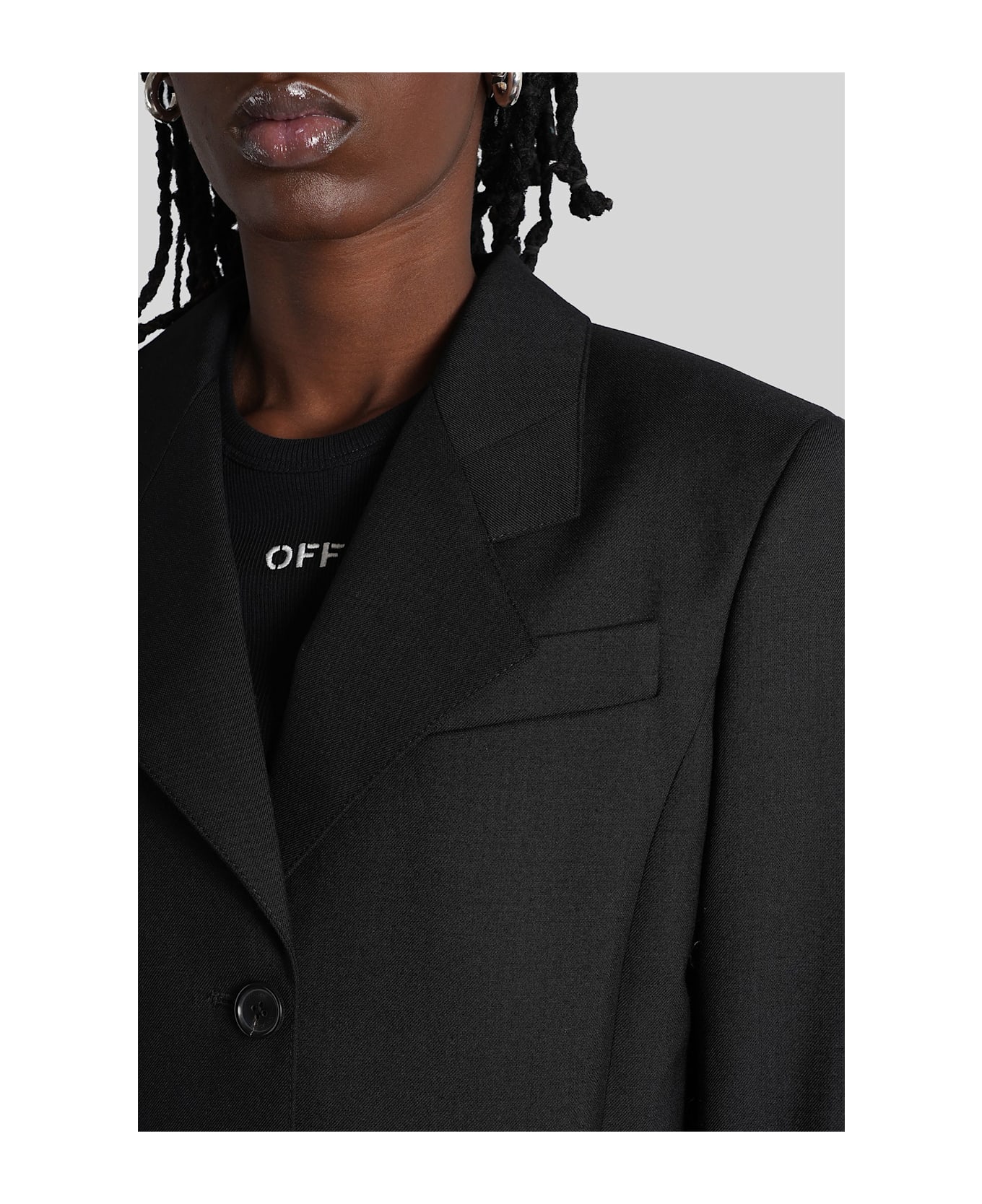 Off-White Blazer In Black Wool - black