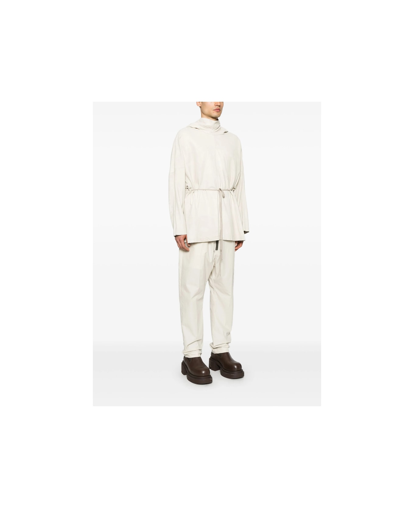 Rick Owens Leather Outerwear - NEUTRALS