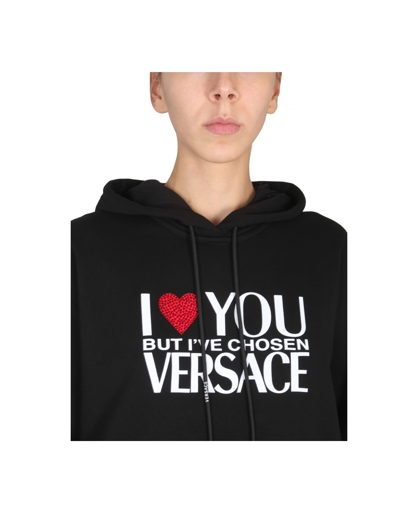Versace Sweatshirt With I Love You Logo - BLACK