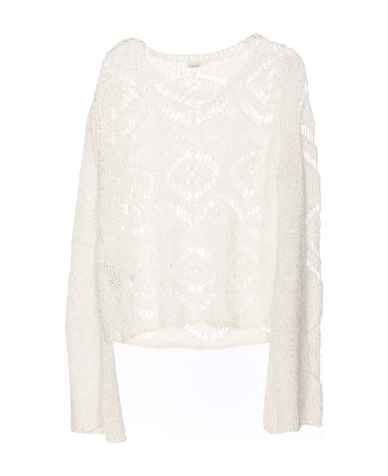 Liu-Jo Knitted Sequins Sweater - White