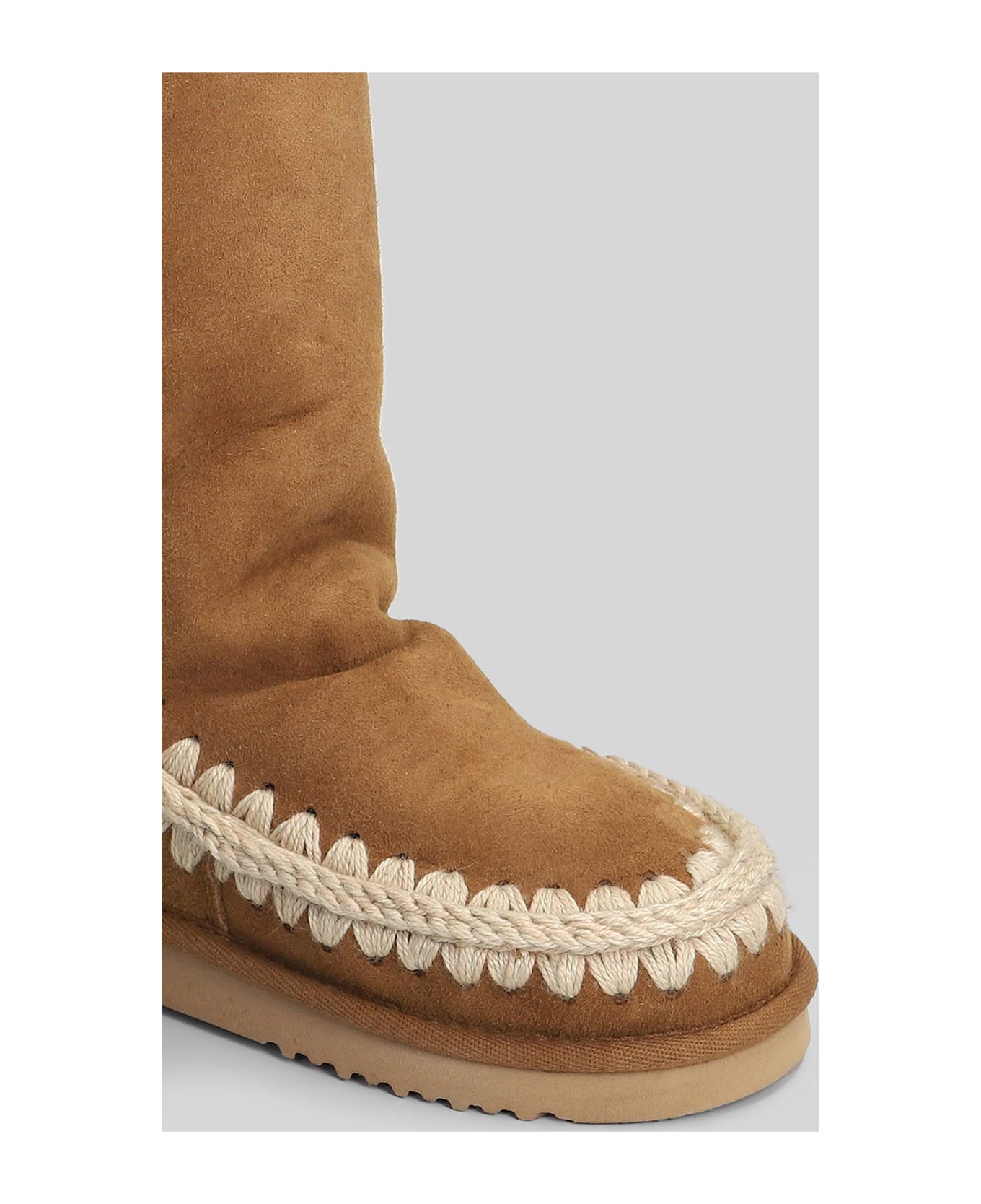 Mou Eskimo 40 Low Heels Boots In Leather Color Suede - leather color