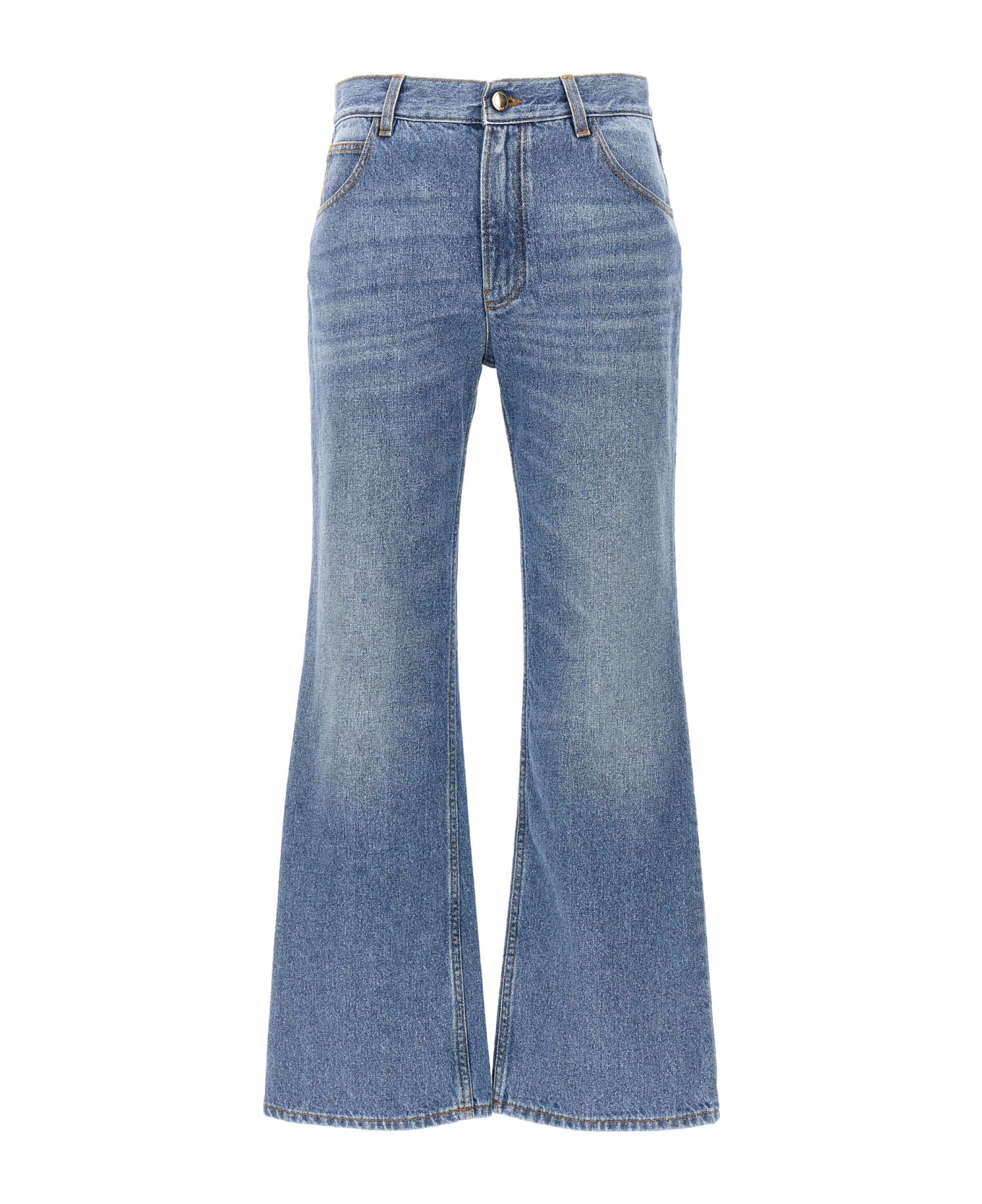Chloé Denim Cropped Cut Jeans - Light Blue