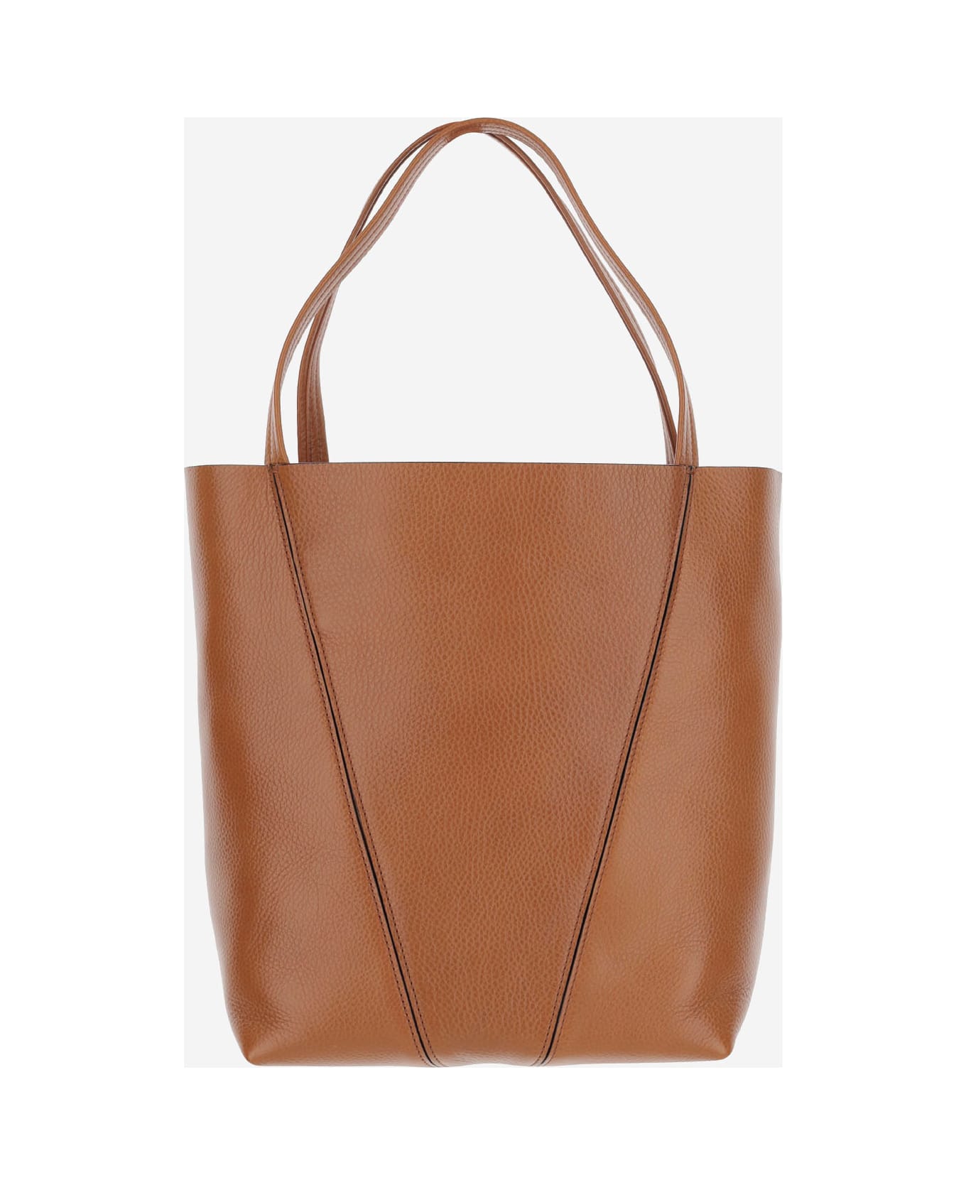 Chloé Spin Tote Bag In Maroon Leather - Brown