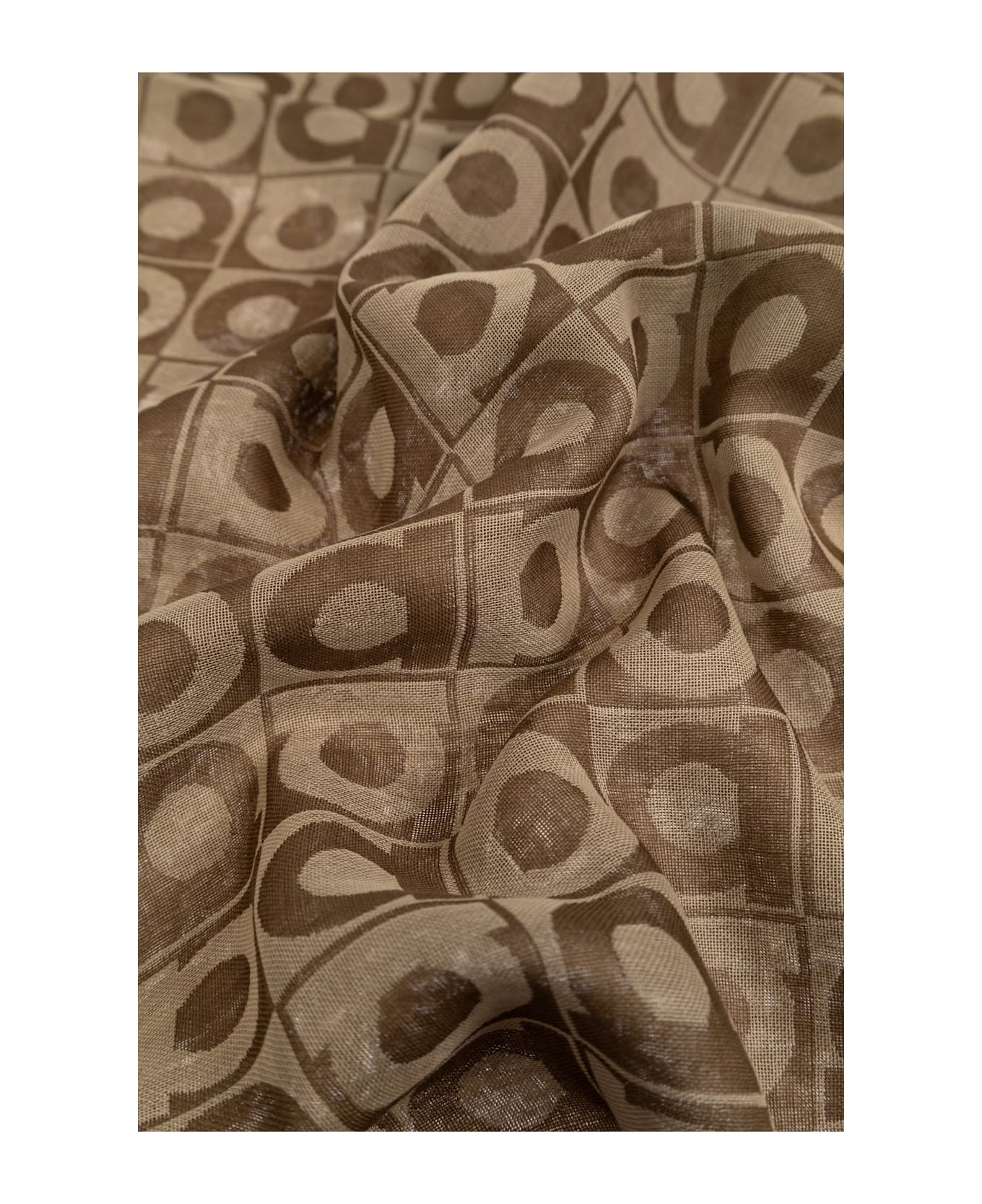 Ferragamo Scarf With Monogram - Brown