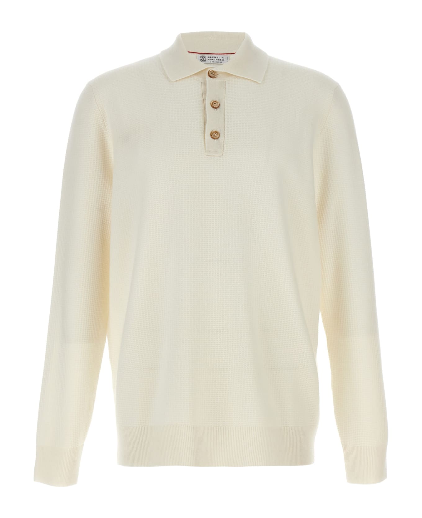 Brunello Cucinelli Polo Cashmere Sweater - WHITE