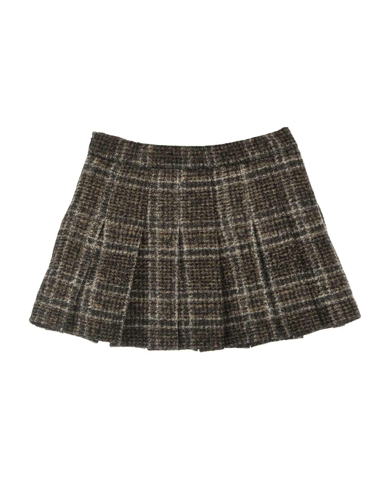 Douuod Check Pleated Skirt - Multicolor