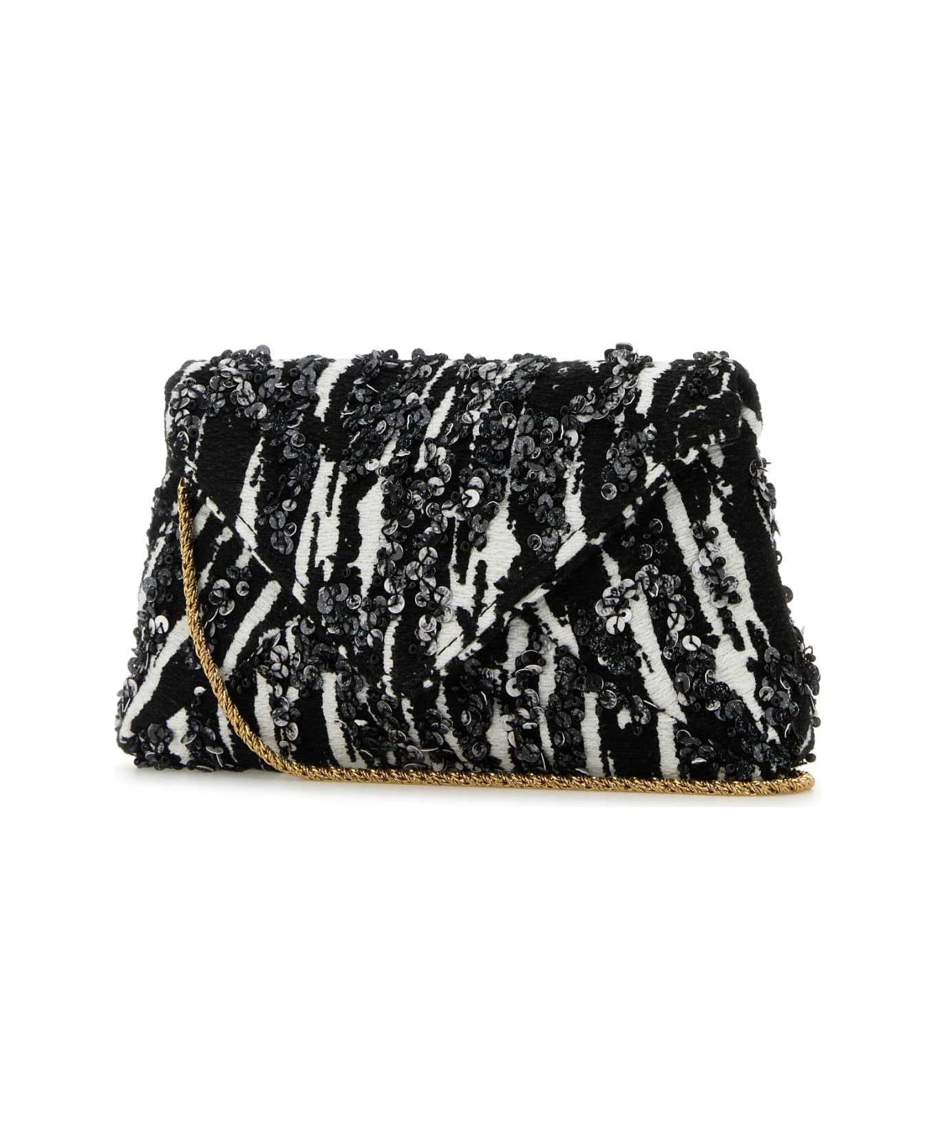Dries Van Noten Embroidered Fabric Clutch - BLACK