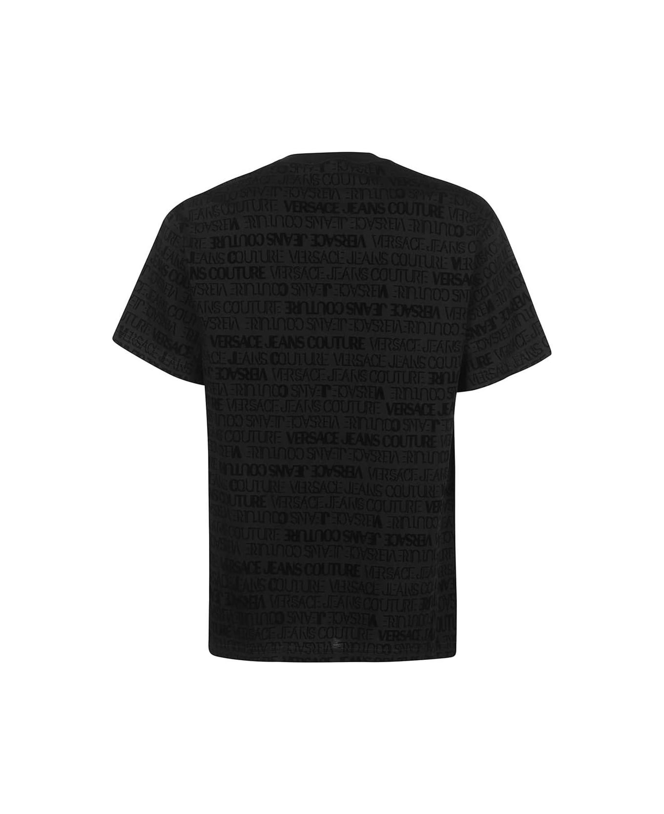 Versace Jeans Couture Cotton T-shirt With All Over Logo - black