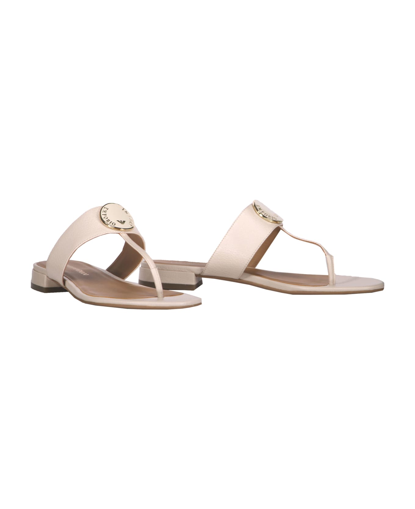Emporio Armani Leather Thong-sandals - Ivory