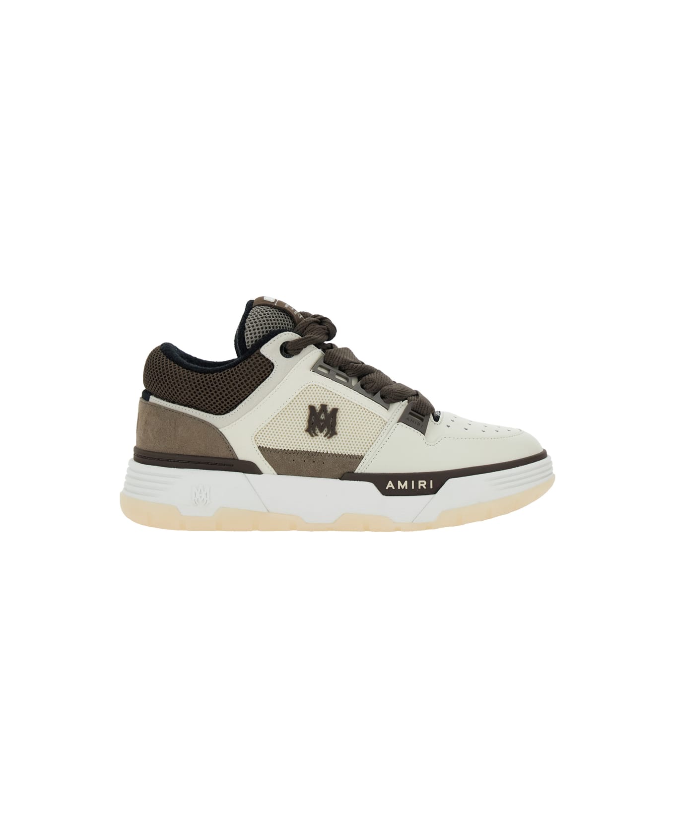 AMIRI Brown Low Top Sneakers With Logo Detail On The Side And Mesh Panels In Suede Man - Beige