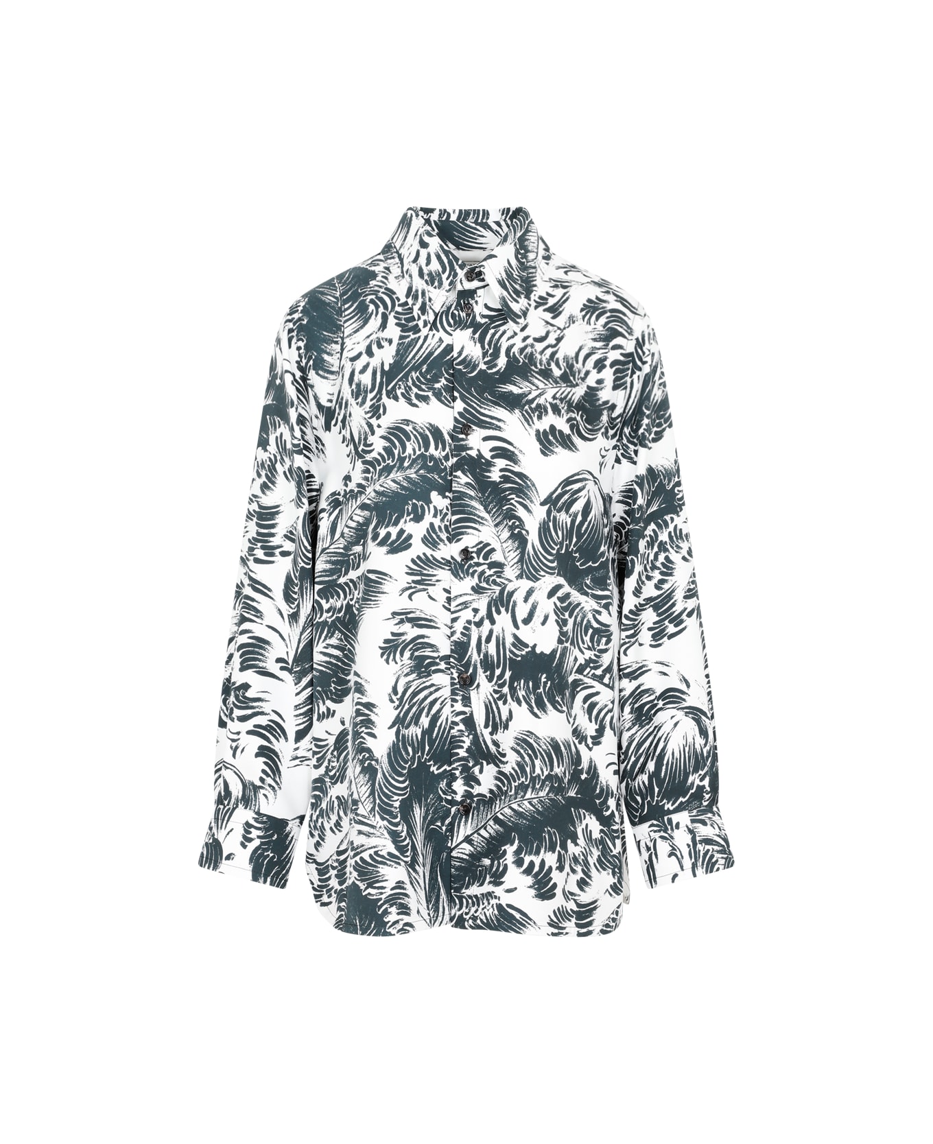 Bottega Veneta Silk Shirt - Chalk Inkwell