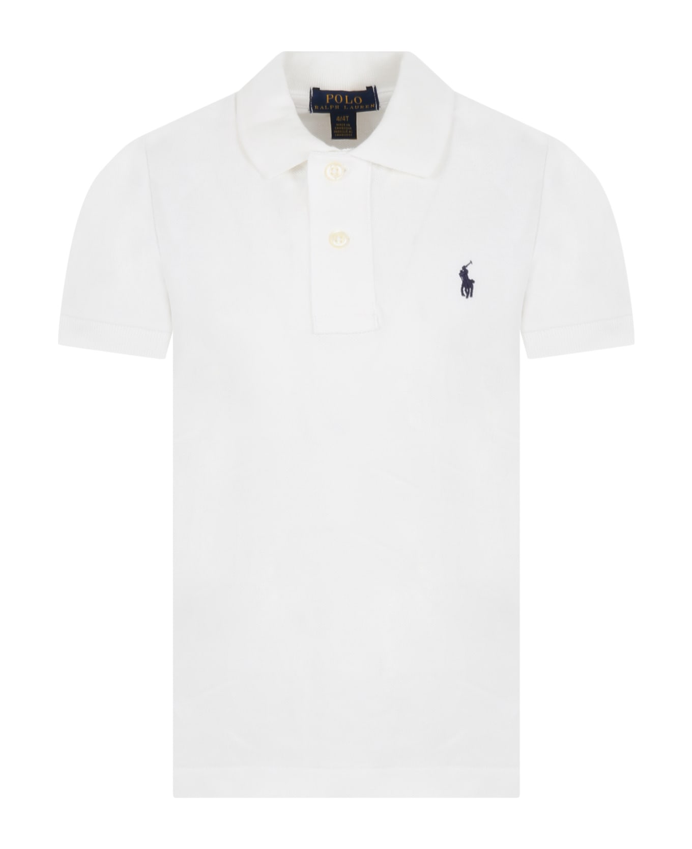 Ralph Lauren White Polo Shirt For Boy With Pony Logo - White