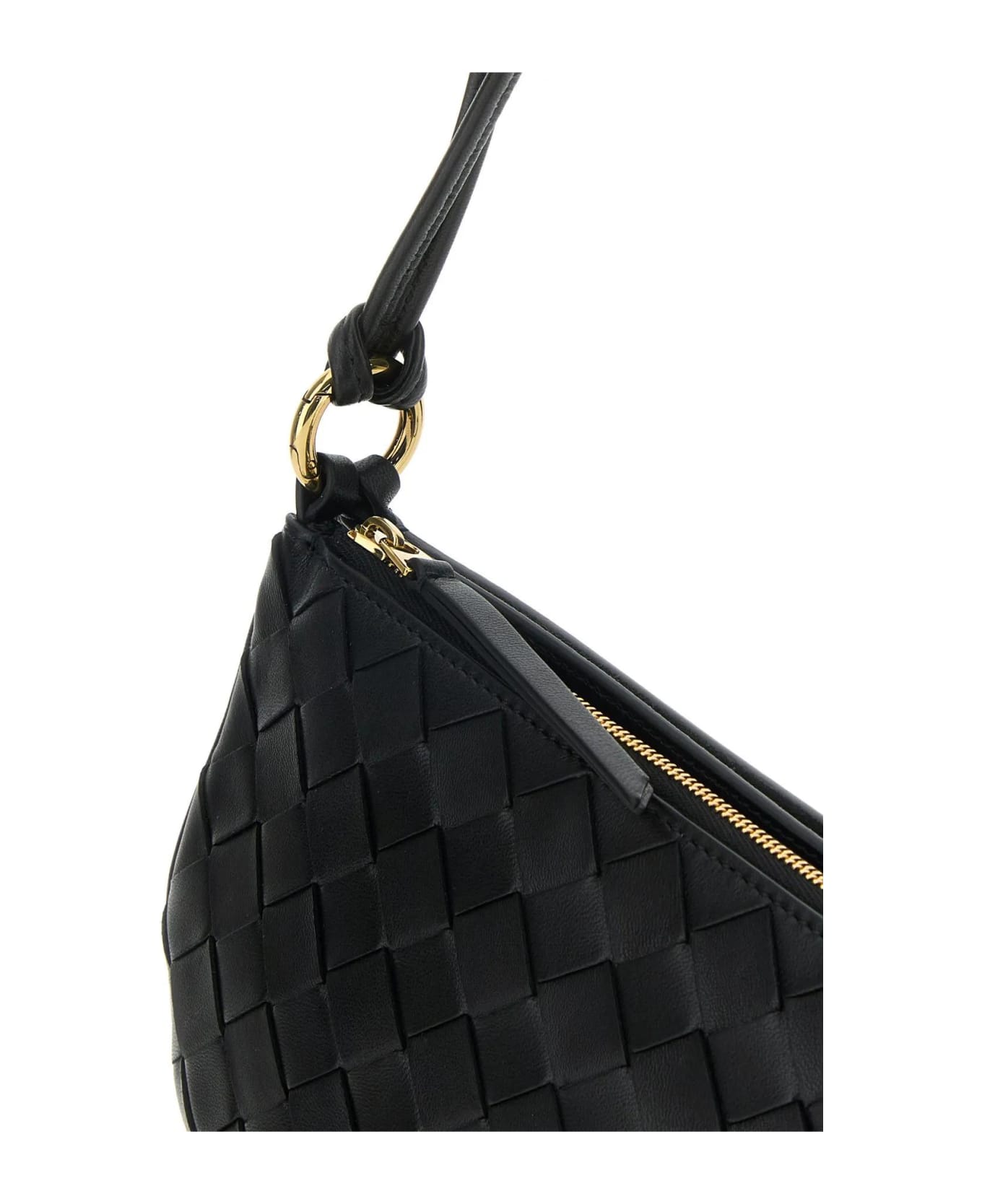 Bottega Veneta Black Leather Gemelli Shoulder Bag - BLACKMBRASS