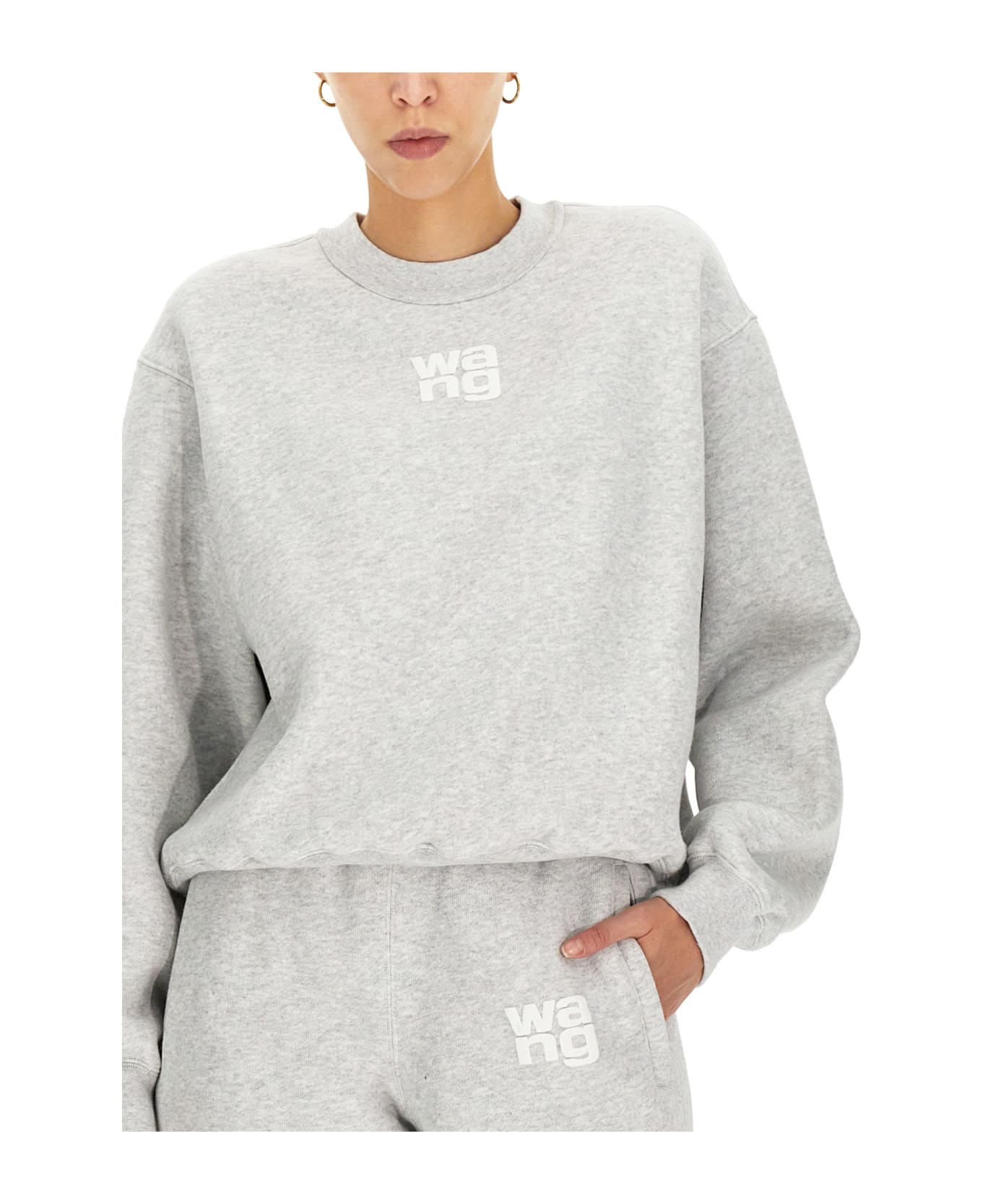 Alexander Wang Sweatshirt With Embossed Logo - Light Heather Grey