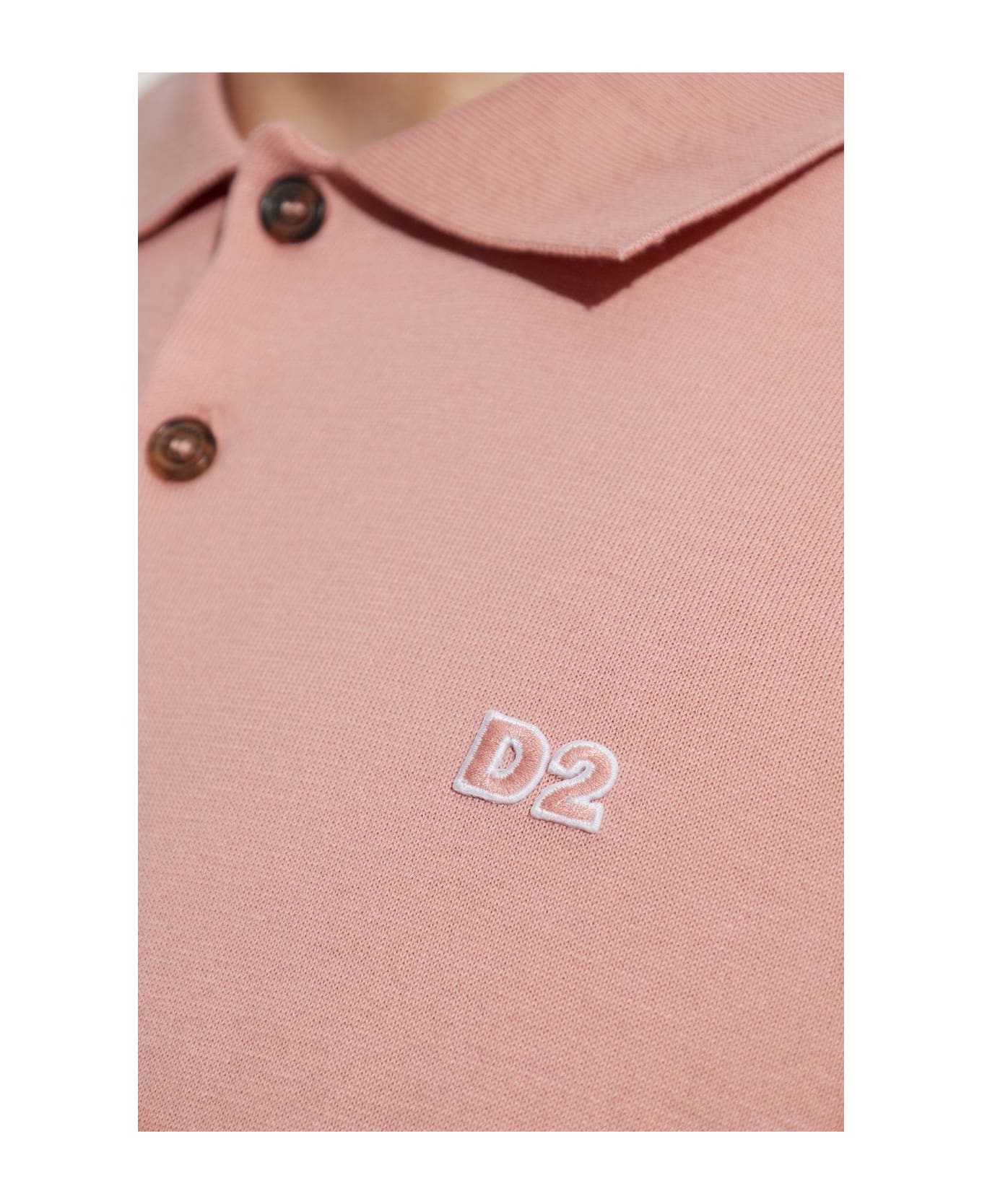 Dsquared2 D2 Logo Patch Short-sleeved Polo Shirt - Pink