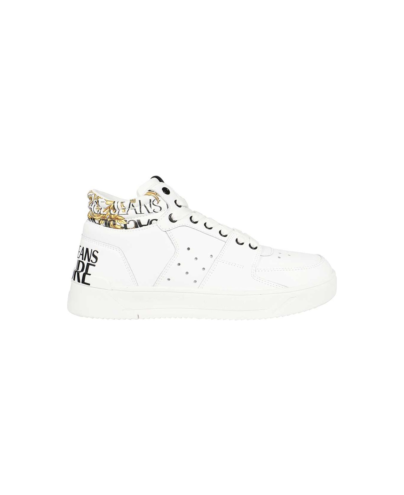 Versace Jeans Couture Logo Detail Leather Sneakers - White