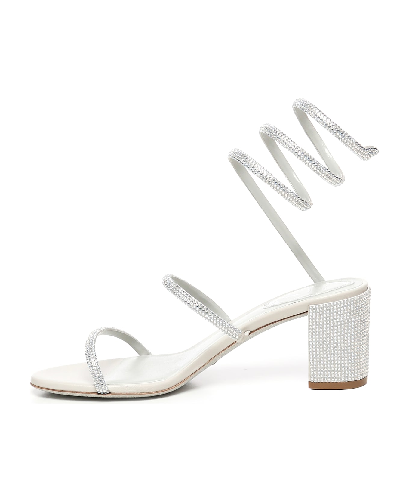 René Caovilla Cleo Satin Sandals With Crystals - Silver