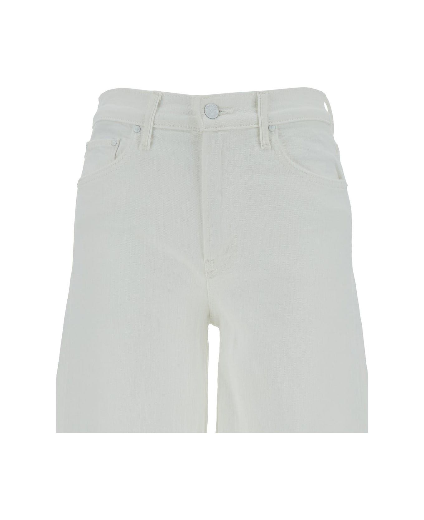 Mother White Wide Five-pocket Jeans In Stretch Cotton Denim Woman - White