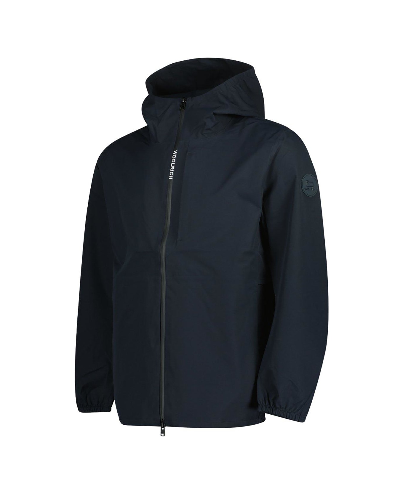 Woolrich Logo-patch Hooded Zipped Jacket - NAVY