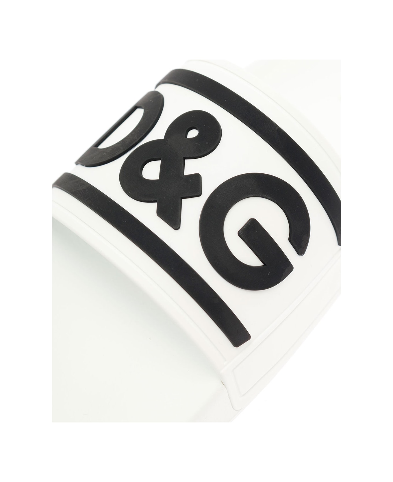 Dolce & Gabbana White Pool Slide In Rubber With Embossed Logo Dolce& Gabbana Man - White/black