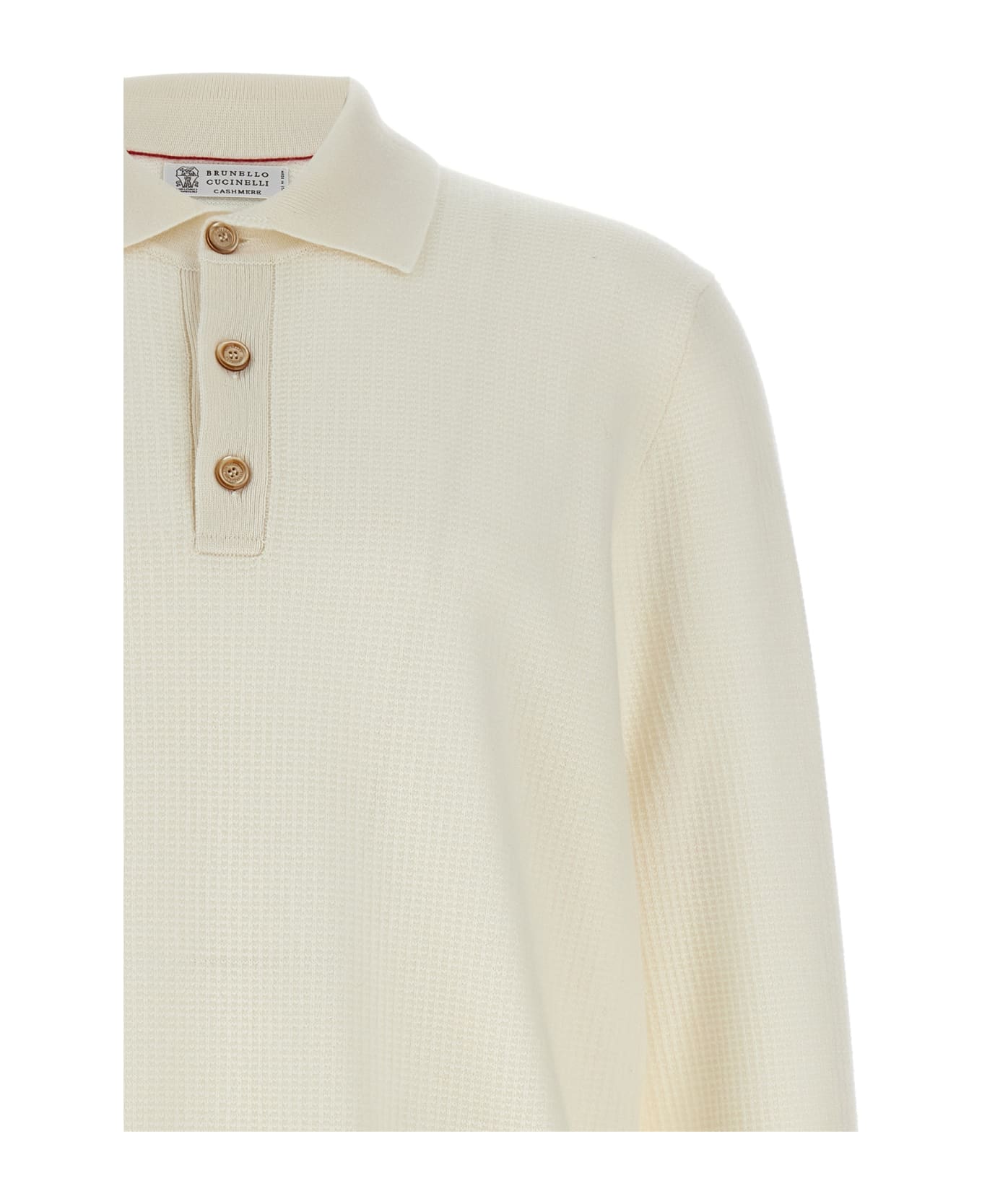 Brunello Cucinelli Polo Cashmere Sweater - WHITE