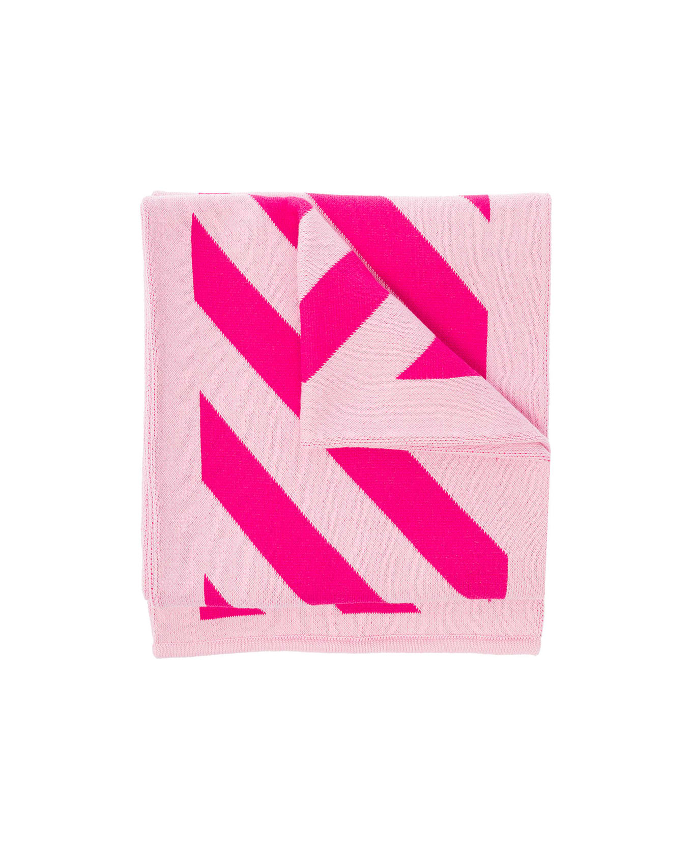 Off-White Baby Pink Scar In Knitted Cotton With Contrasting Arrow Diag Jacquard Pattern Off-white Kids - Pink
