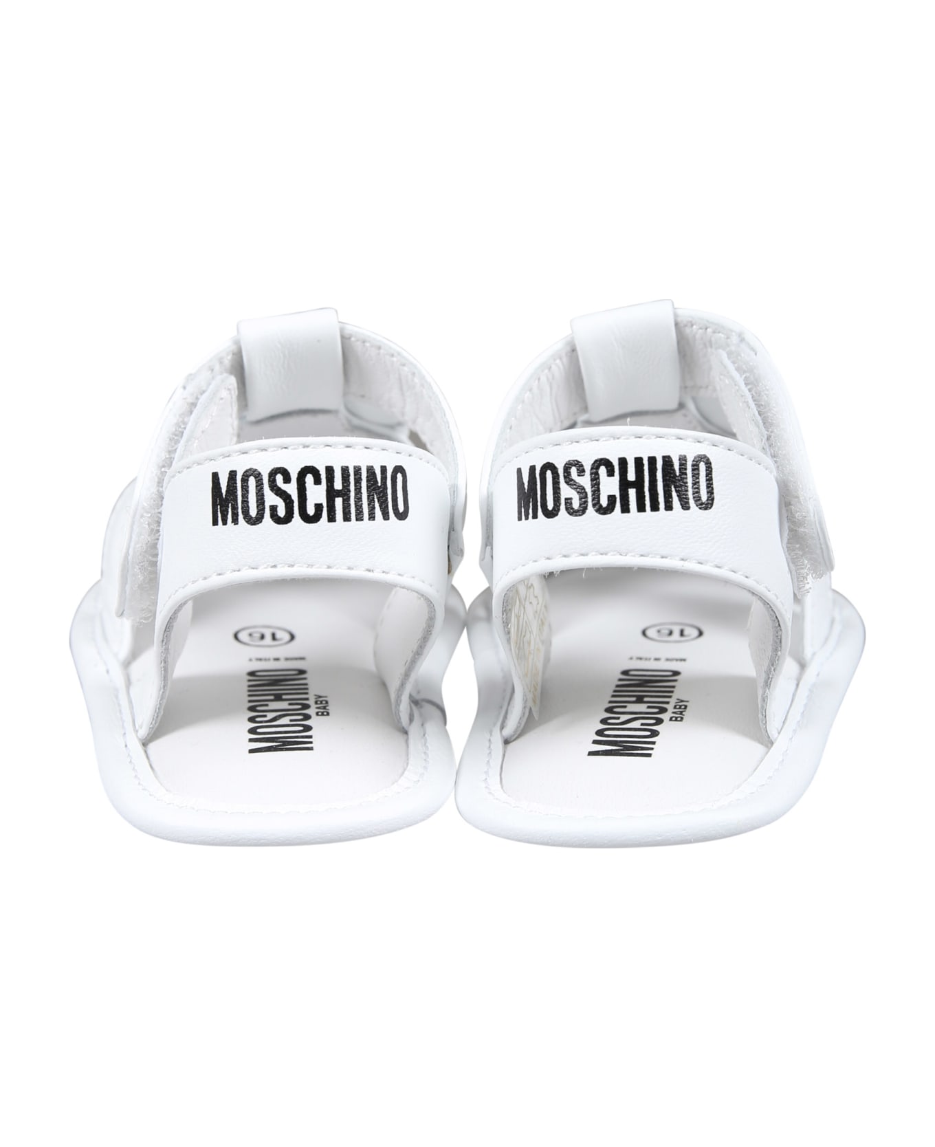 Moschino White Sandals For Babykids With Teddy Bear - White