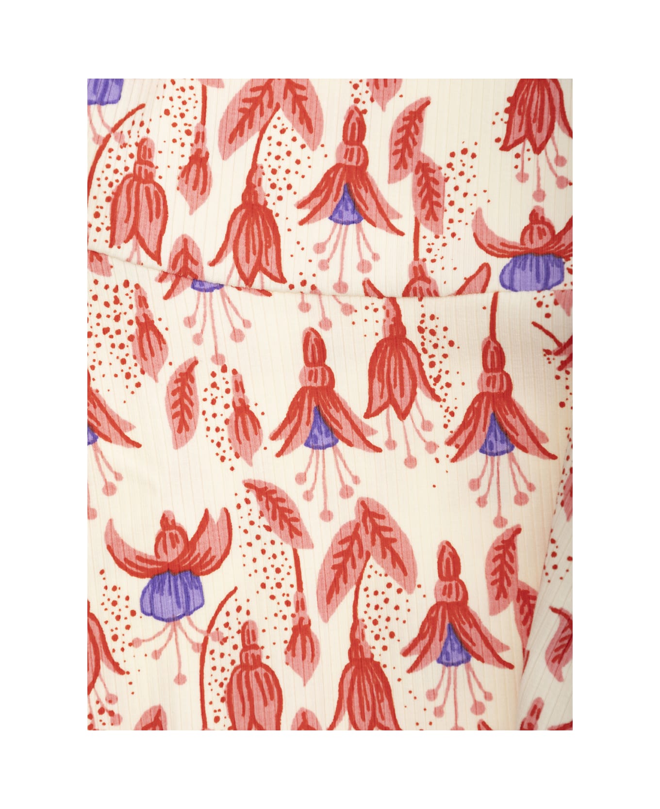 Mini Rodini Red Dress With Round Neck And All-over Floral Motif In Cotton Stretch Baby - Multicolor