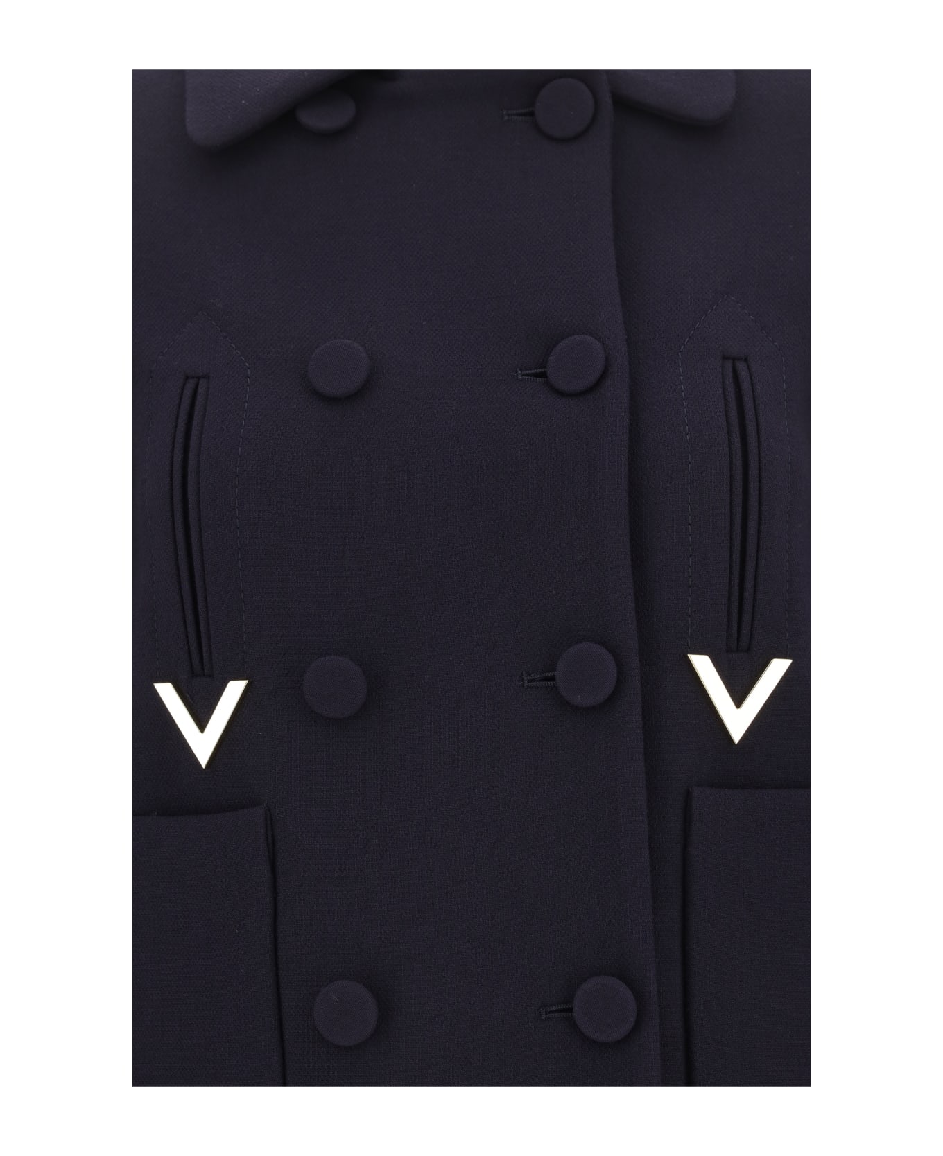 Valentino Metal V Coat - Navy