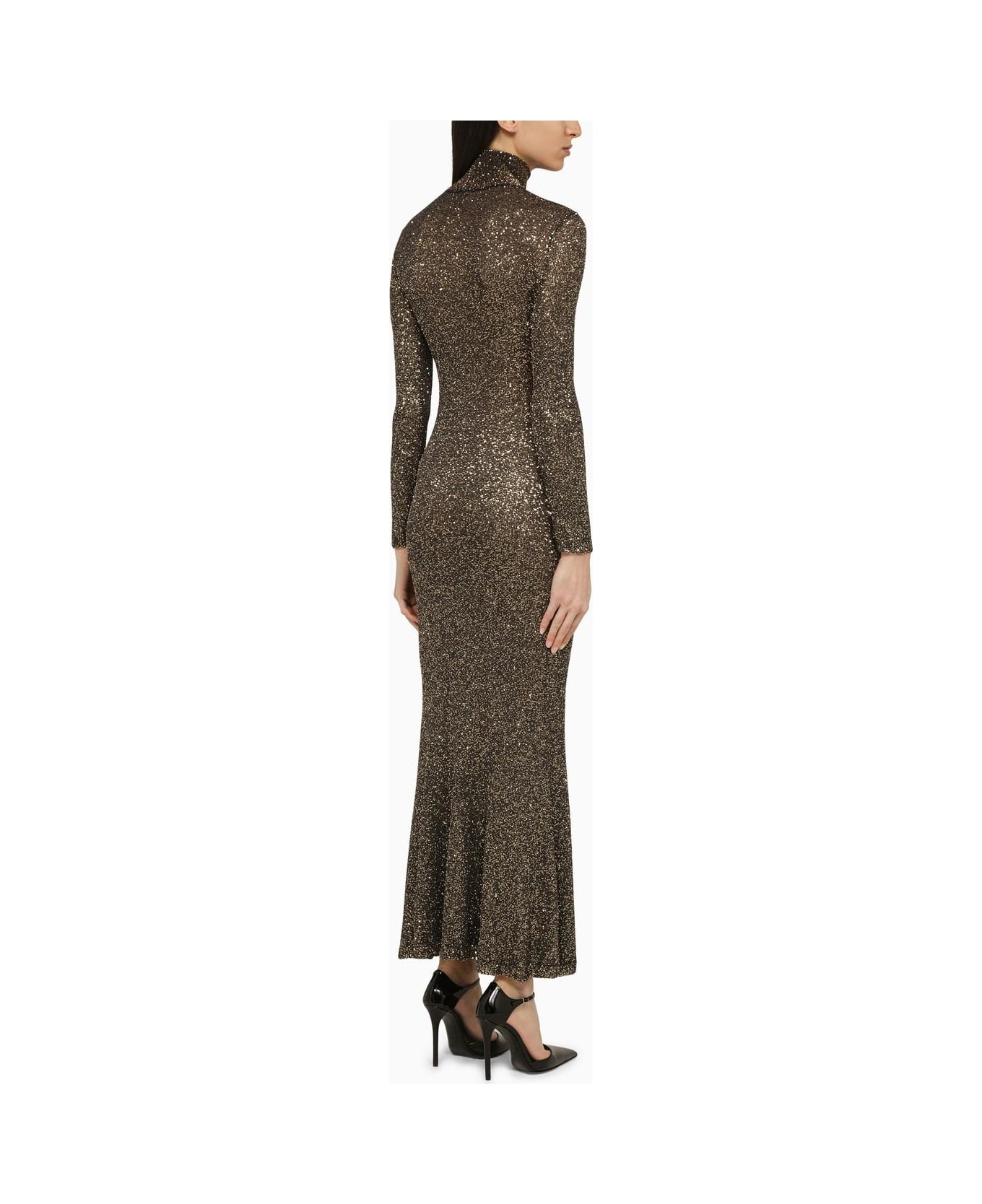 Balenciaga Brown And Gold Dress With Sequins - Brown/gold