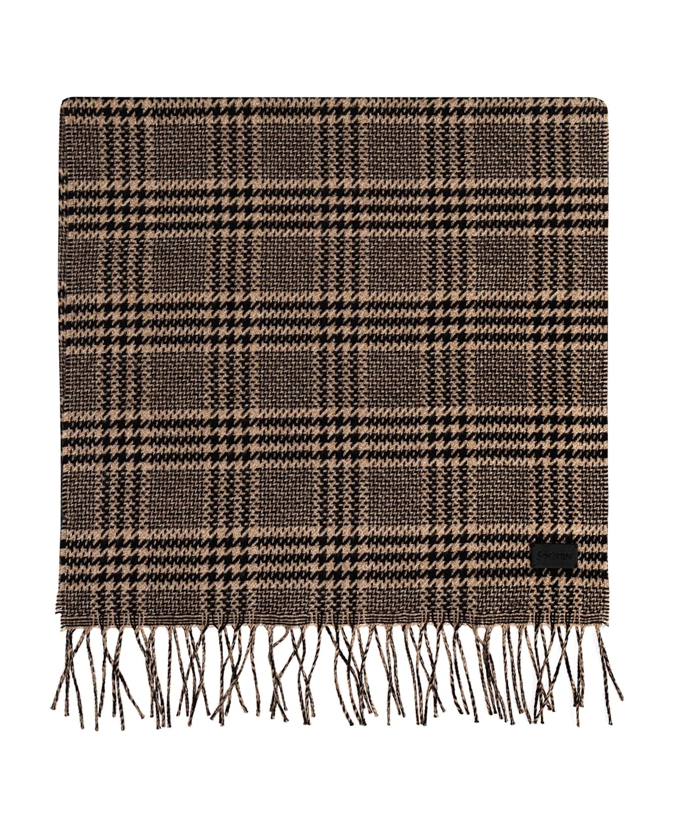 Saint Laurent Silk-cashmere Checked Scarf - BLACK
