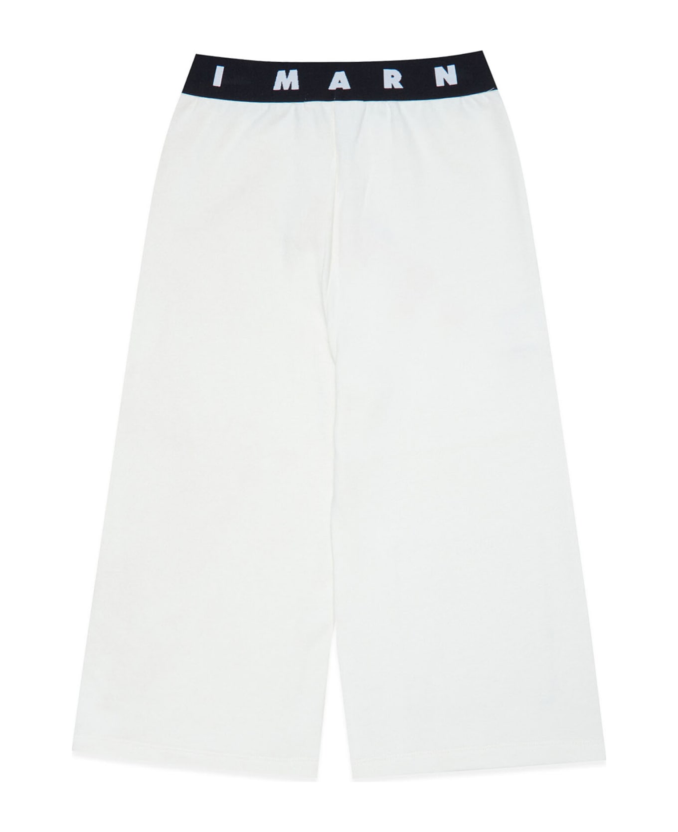 Marni Mp130f Trousers Marni White Cotton Trousers With Printed Face - Milk
