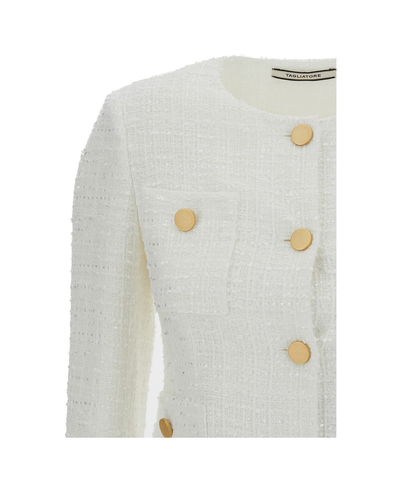 Tagliatore White Crew Neck Jacket In Cotton Blend Woman - White