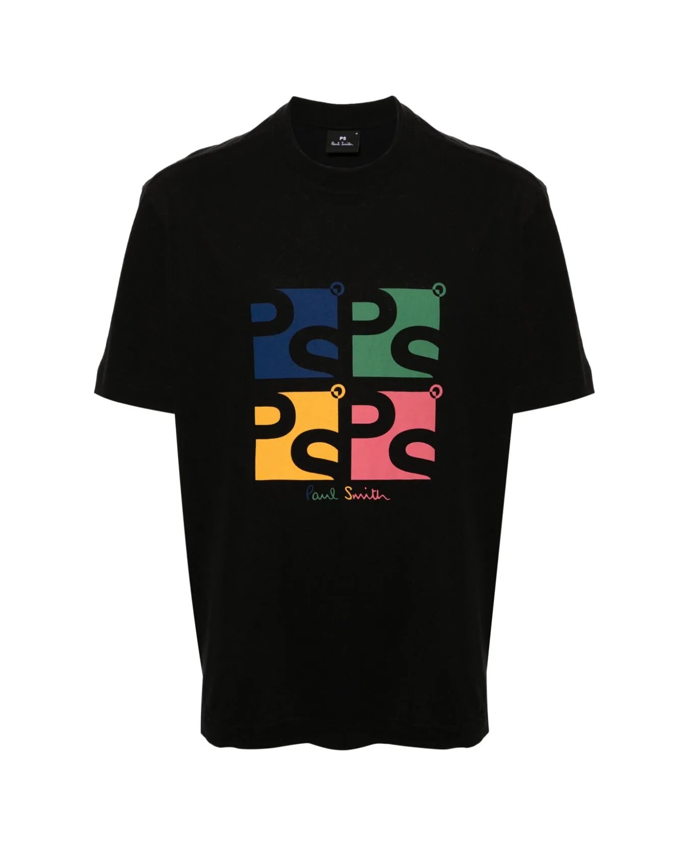 PS by Paul Smith Mens Reg Fit Ss T Shirt Square Ps - Blacks