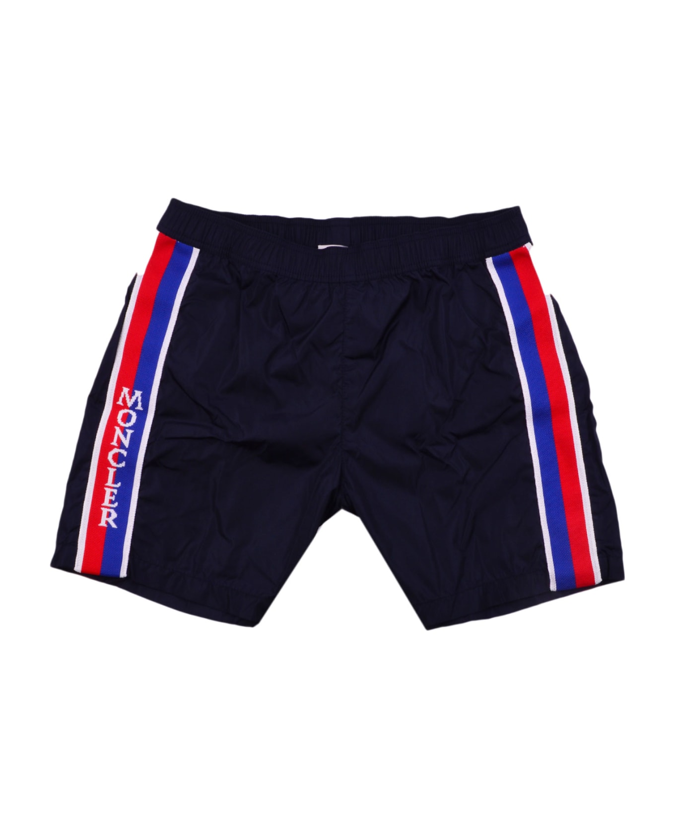 Moncler Shorts Swimsuit With Side Bands - Blue